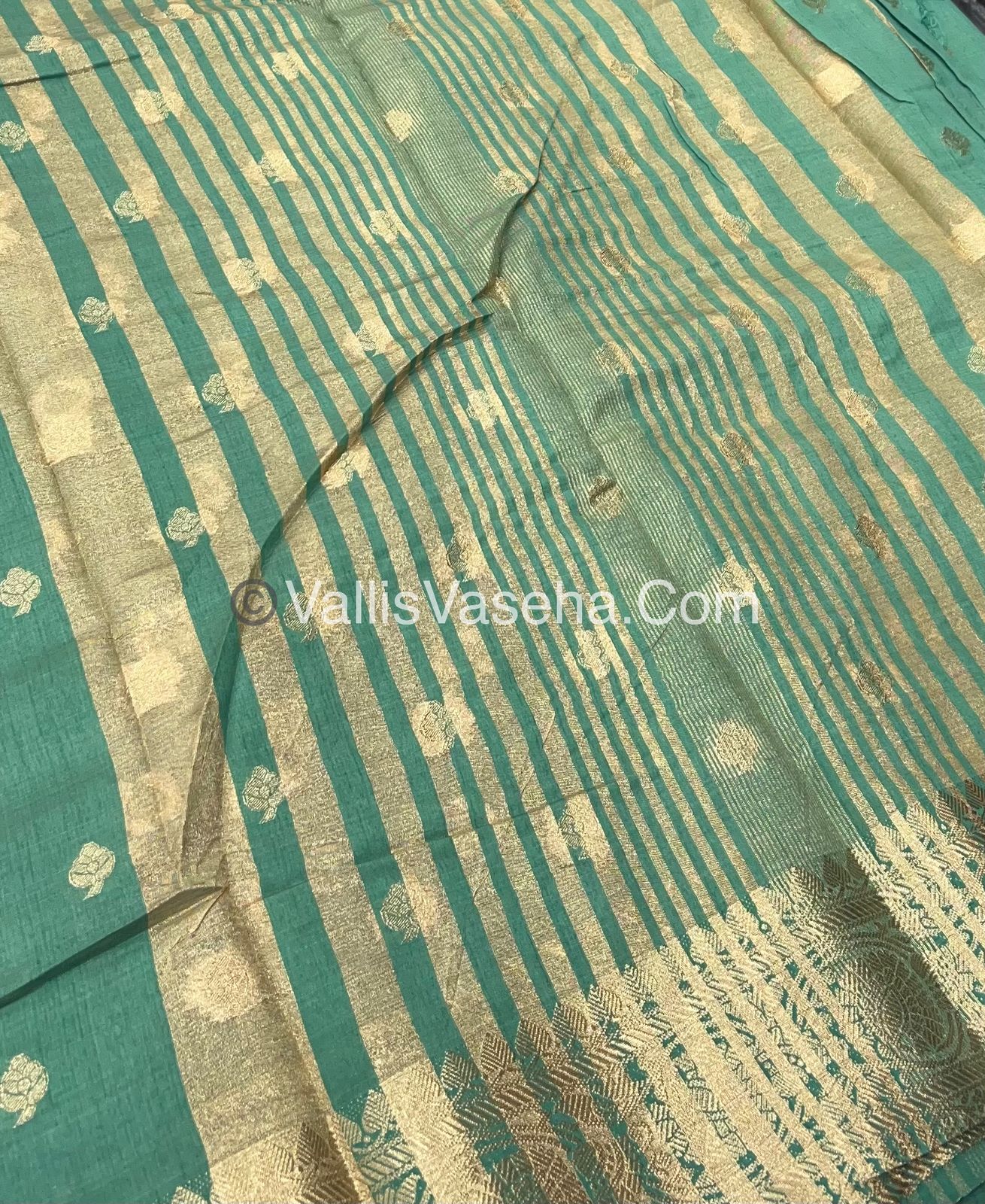 Semi Tussar Silk - Cyan Shade - VVSTS024