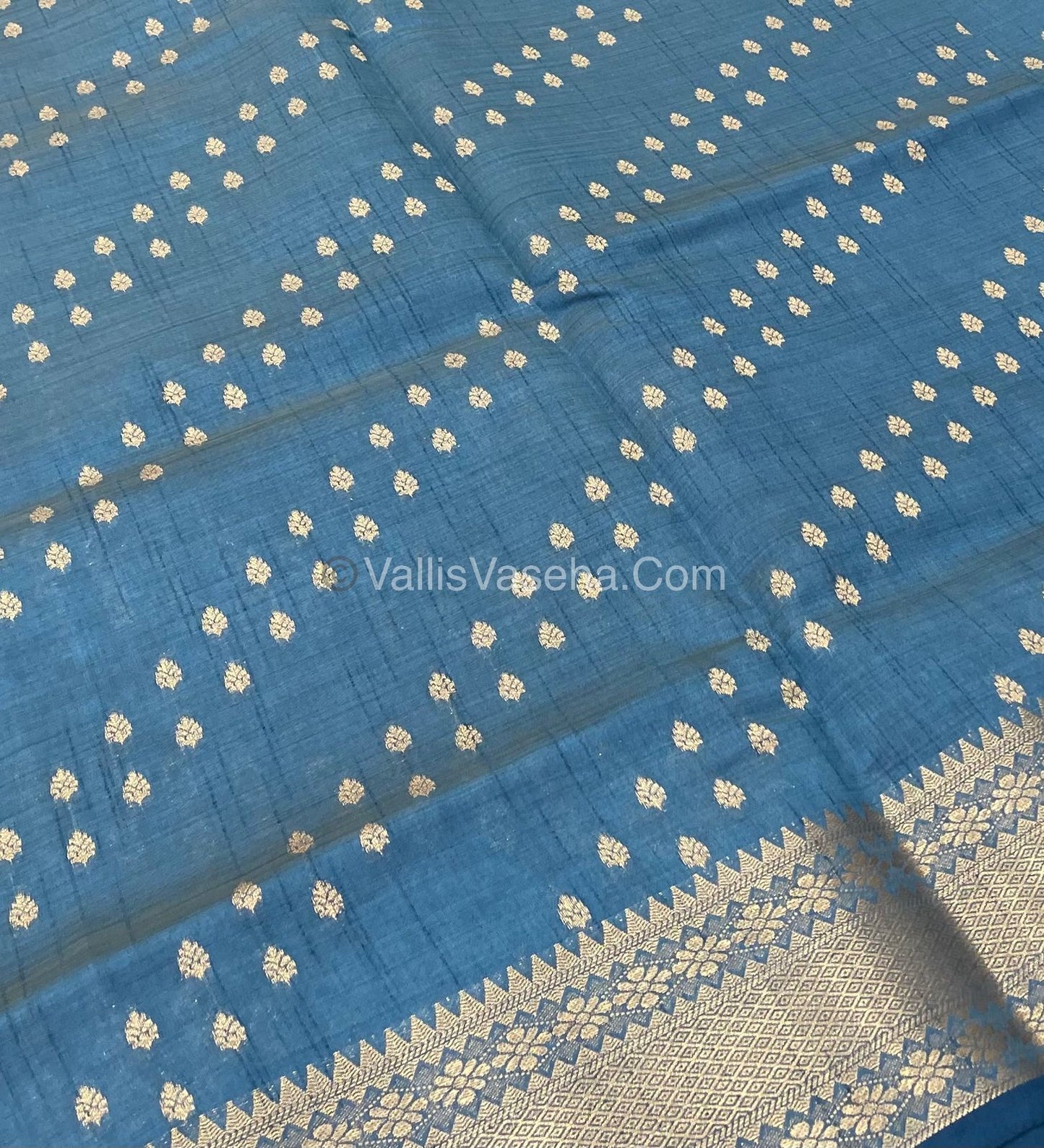 Semi Tussar Silk - Grand Pallu - Ramar Blue Shade - VVSTS017