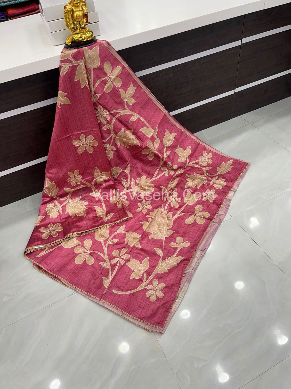 Semi Raw Silk with embroidery work - VVSRS001