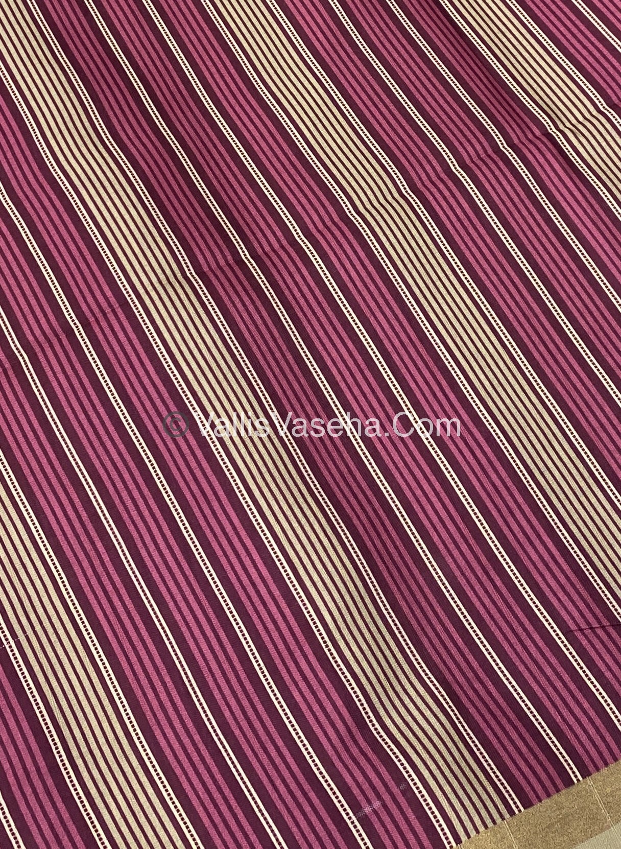 Semi Chanderi Saree - Cream  & Purple Combo - VVSCS003
