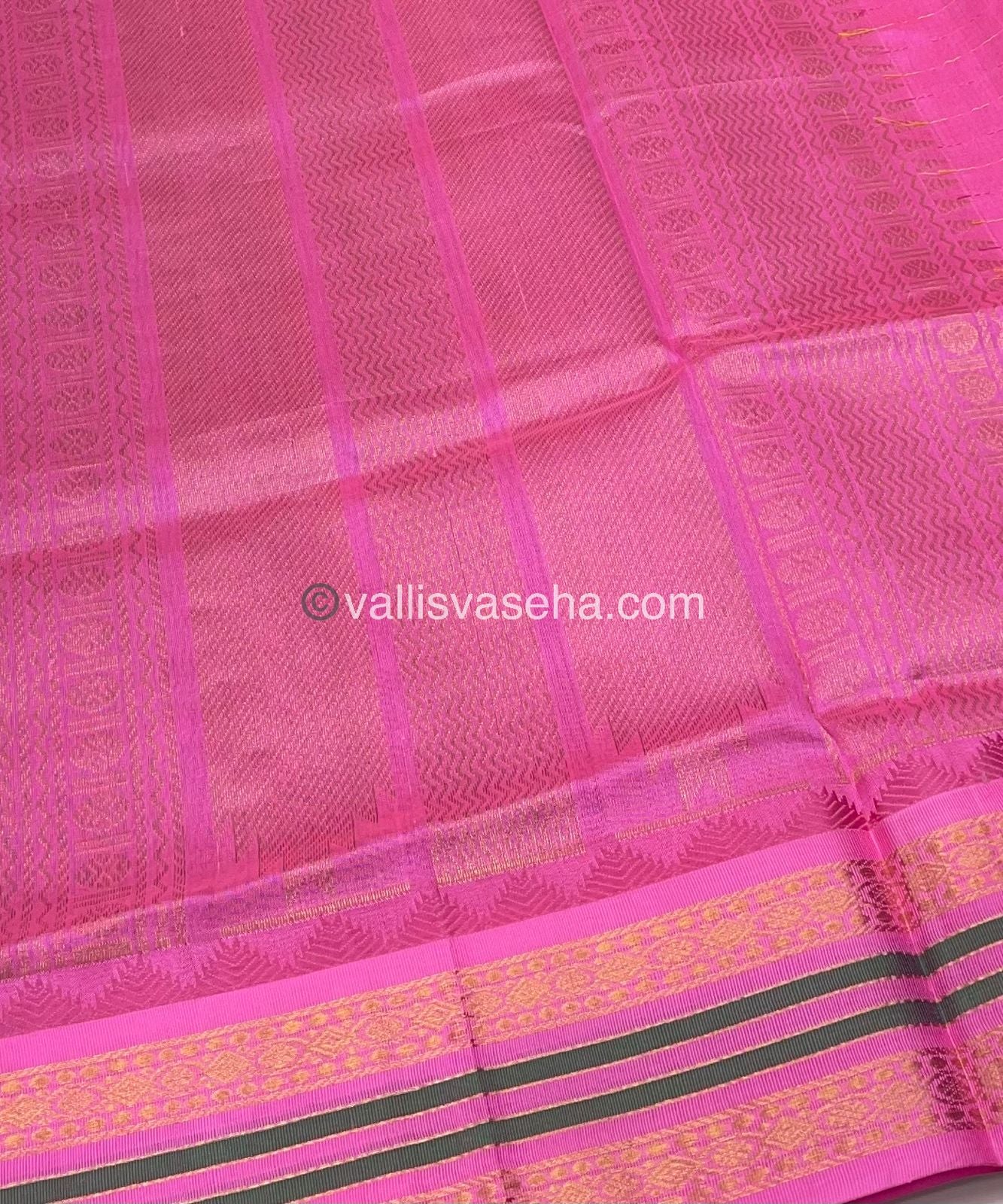 Korvai Silk Cotton - Blue Shade with Pink - VVKSC012