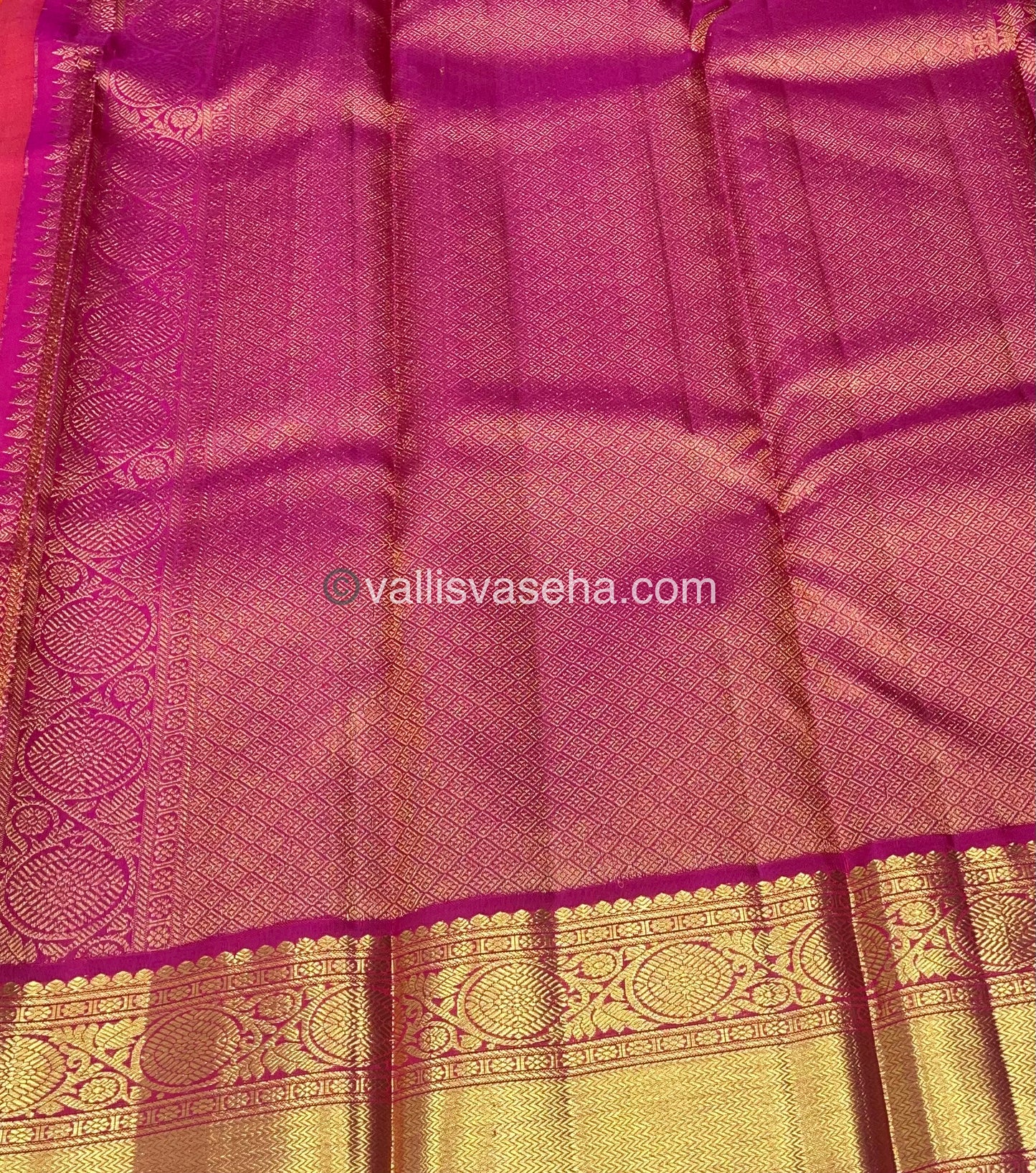 Pure Kanchipuram Silk Saree - Orangish Yellow & Pink Shade - VVPS010
