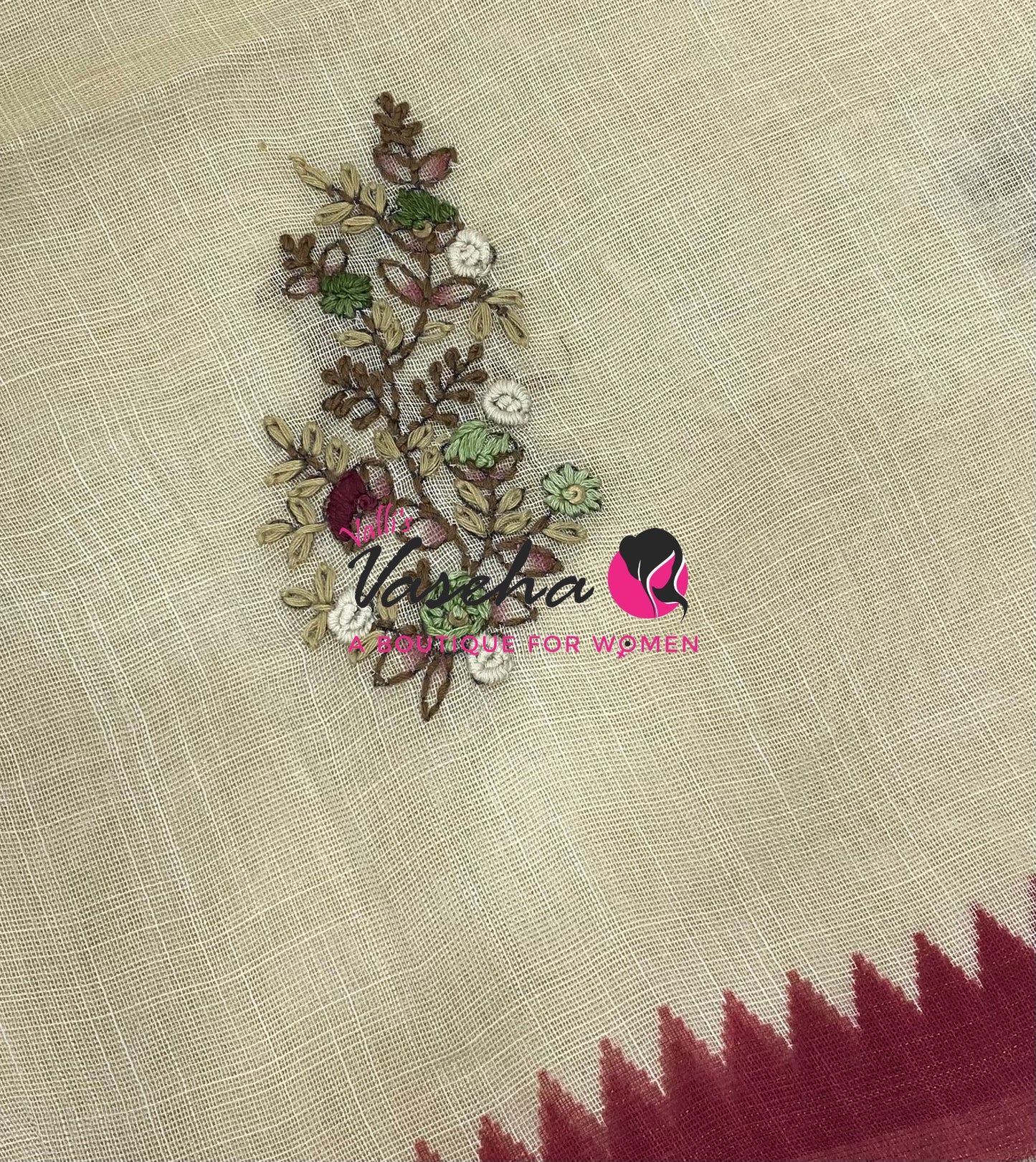 French Knot - Tissue Saree - Cream With Dark Pink Shade - VVLFN022