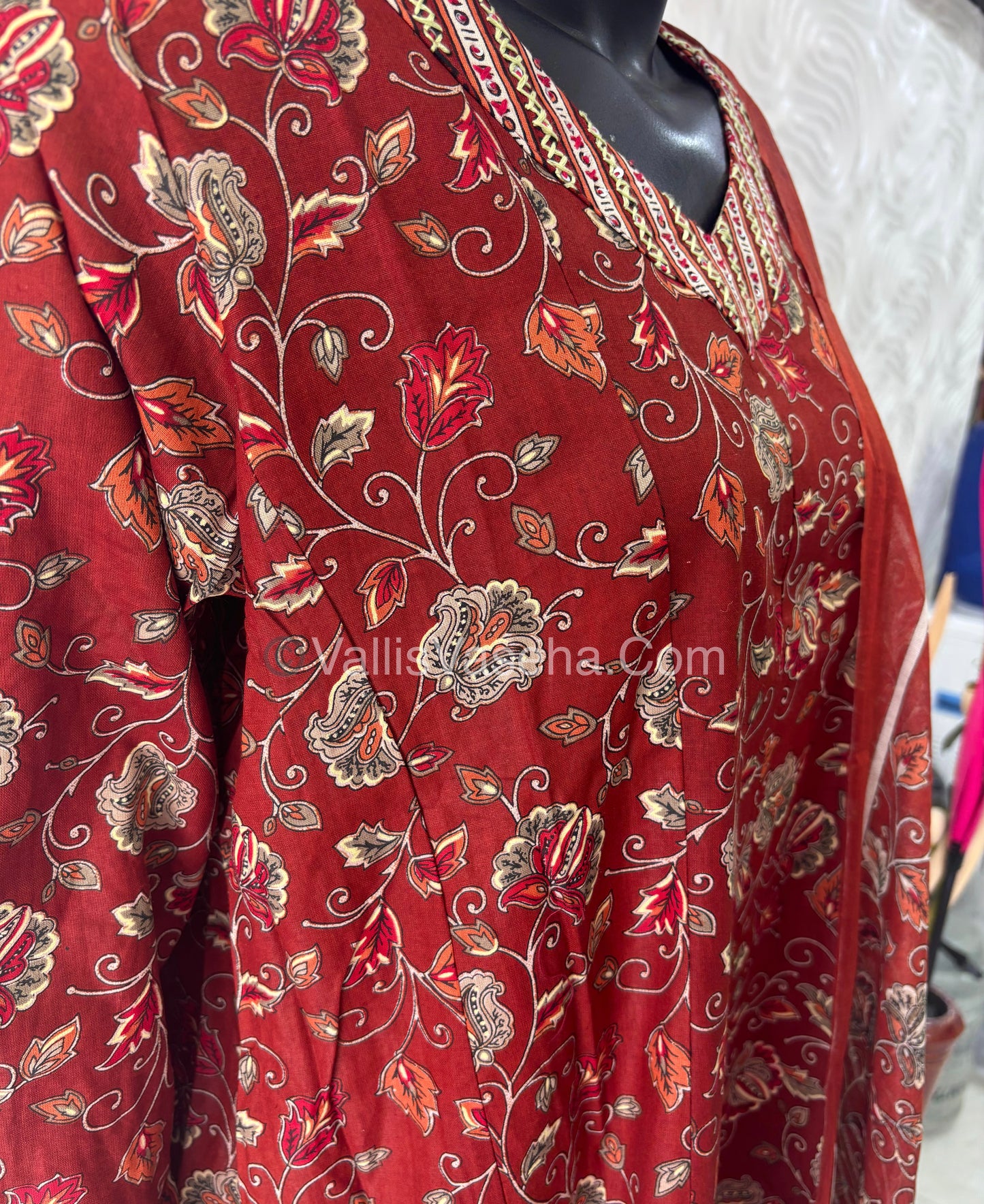 Ready Made - Anarkali - Salwar, Kameez & Duppatta(3pc)- Printed Cotton - VVAS006