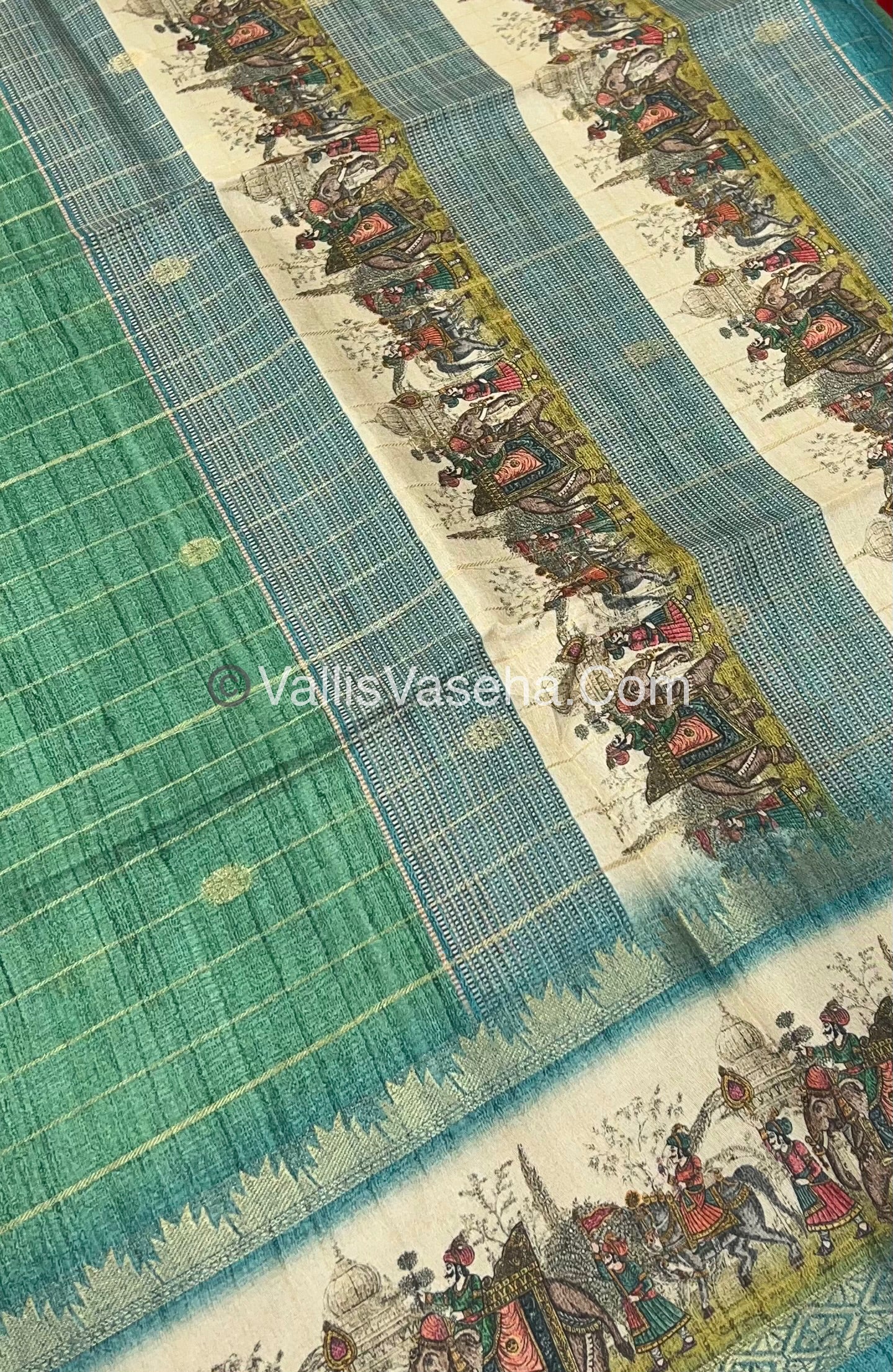 Semi Chanderi Saree - checks pattern - VVSCS004