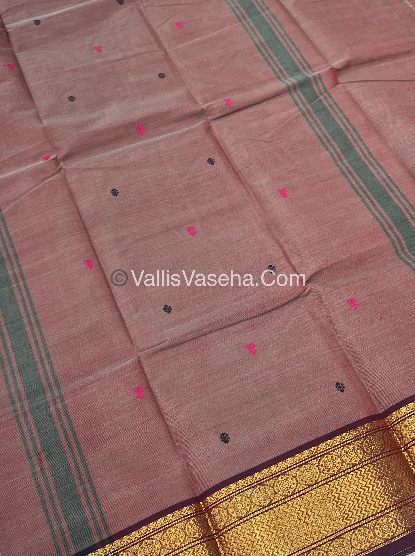 Kanchi Cotton Saree - Butta Design with Ganga Jamuna Border VVKCS008