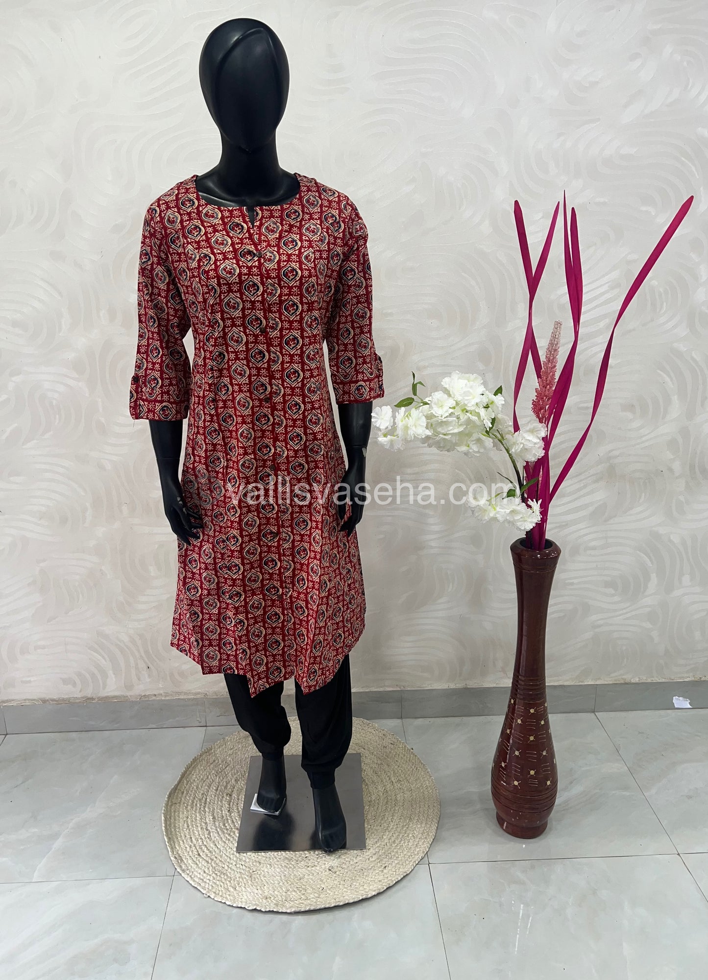 Slub Cotton - Printed Kurti - A - Line Cut - VVALK001
