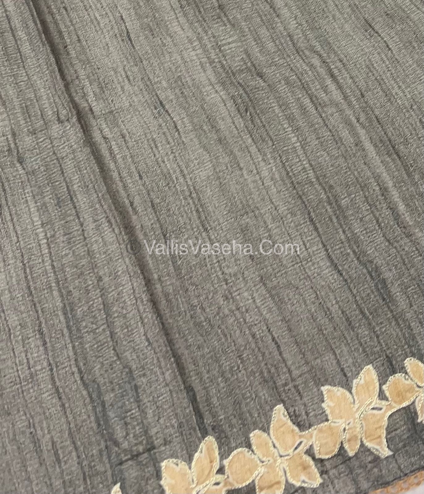 Semi Raw Silk with embroidery work - VVSRS001