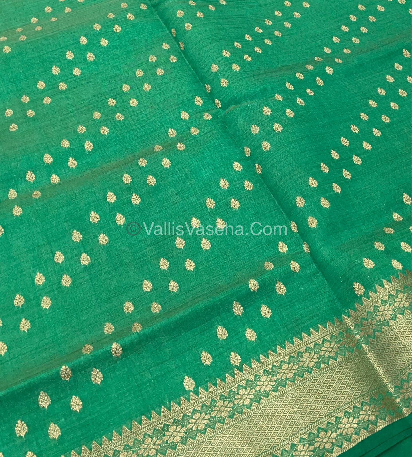 Semi Tussar Silk - Grand Pallu - Green Shade - VVSTS017