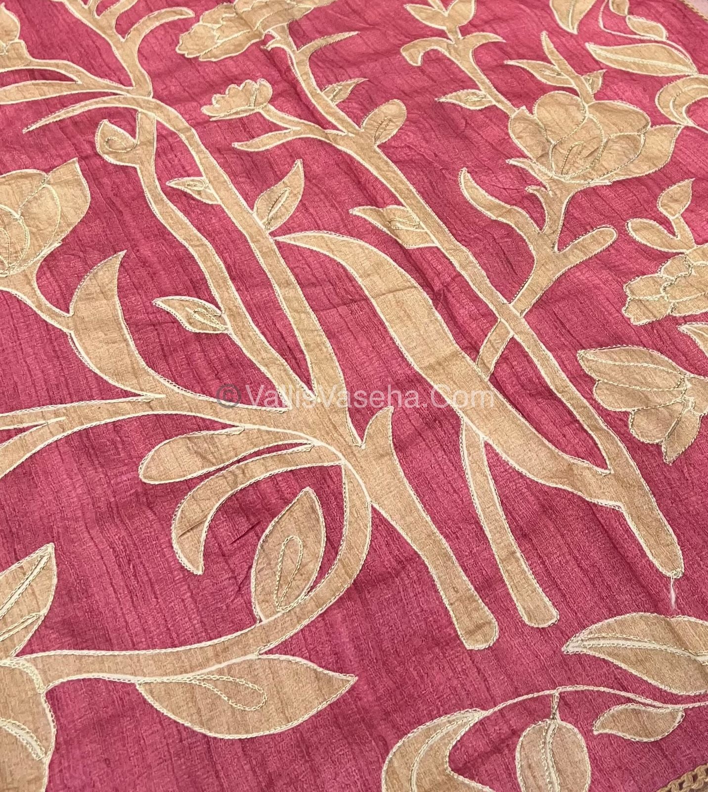 Semi Raw Silk with embroidery work - VVSRS001