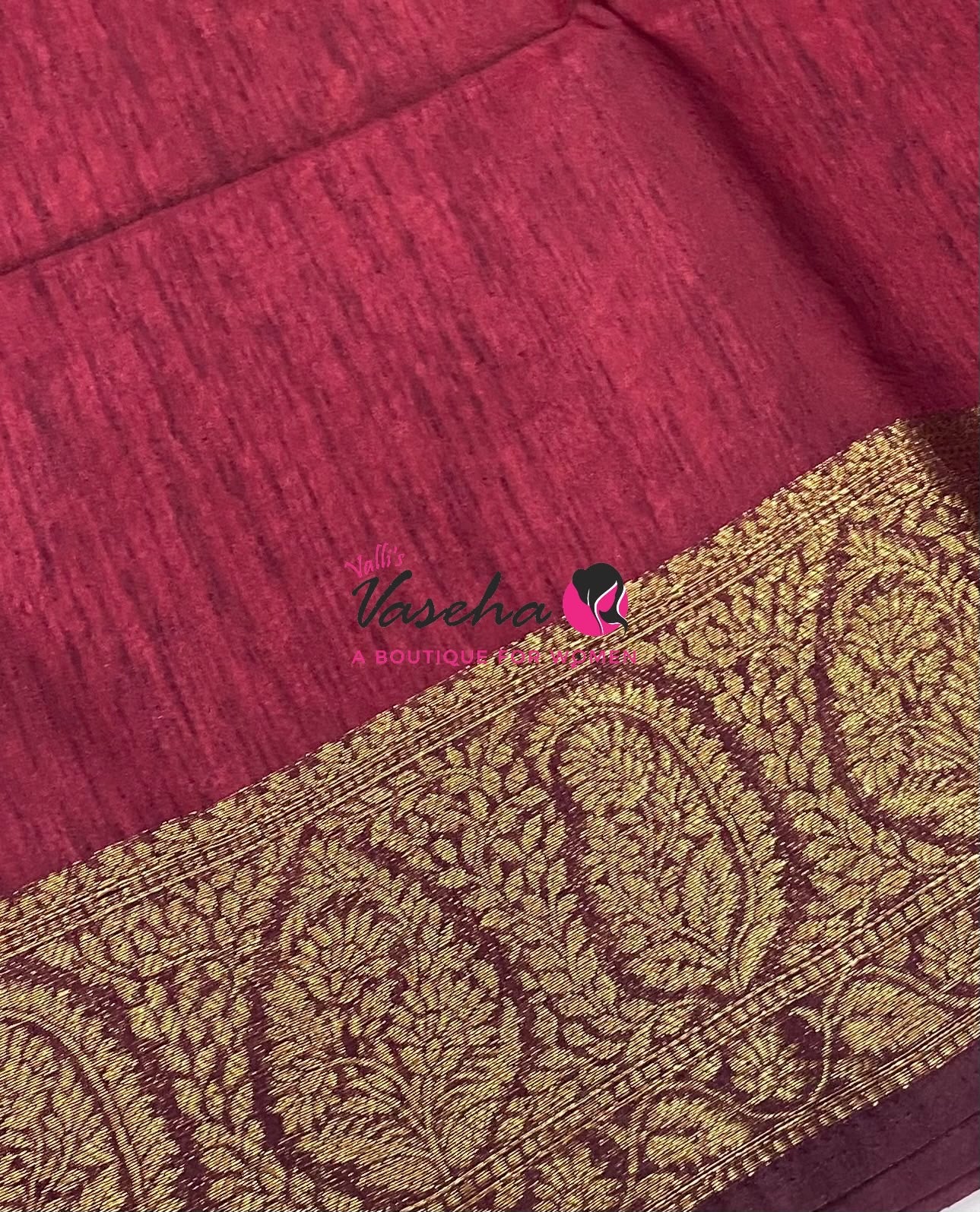 Semi Jute Silk Saree - Peach With Maroon Shade- VVSJS001