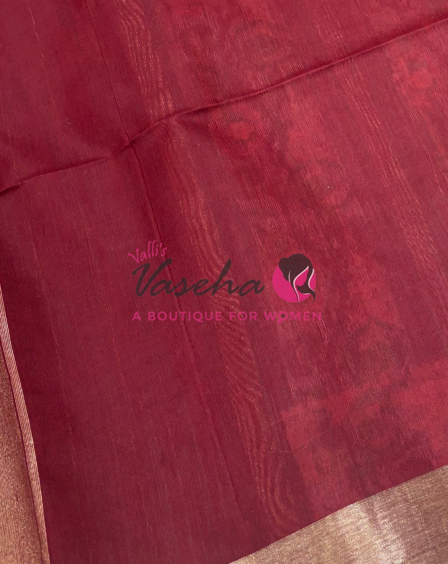 Semi Raw Silk - Peach With Maroon Shade - VVRS009