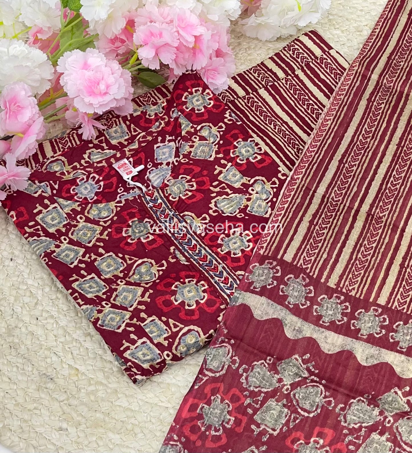 Ready Made - Anarkali - Salwar, Kameez & Duppatta(3pc)- Printed Cotton - VVAS002