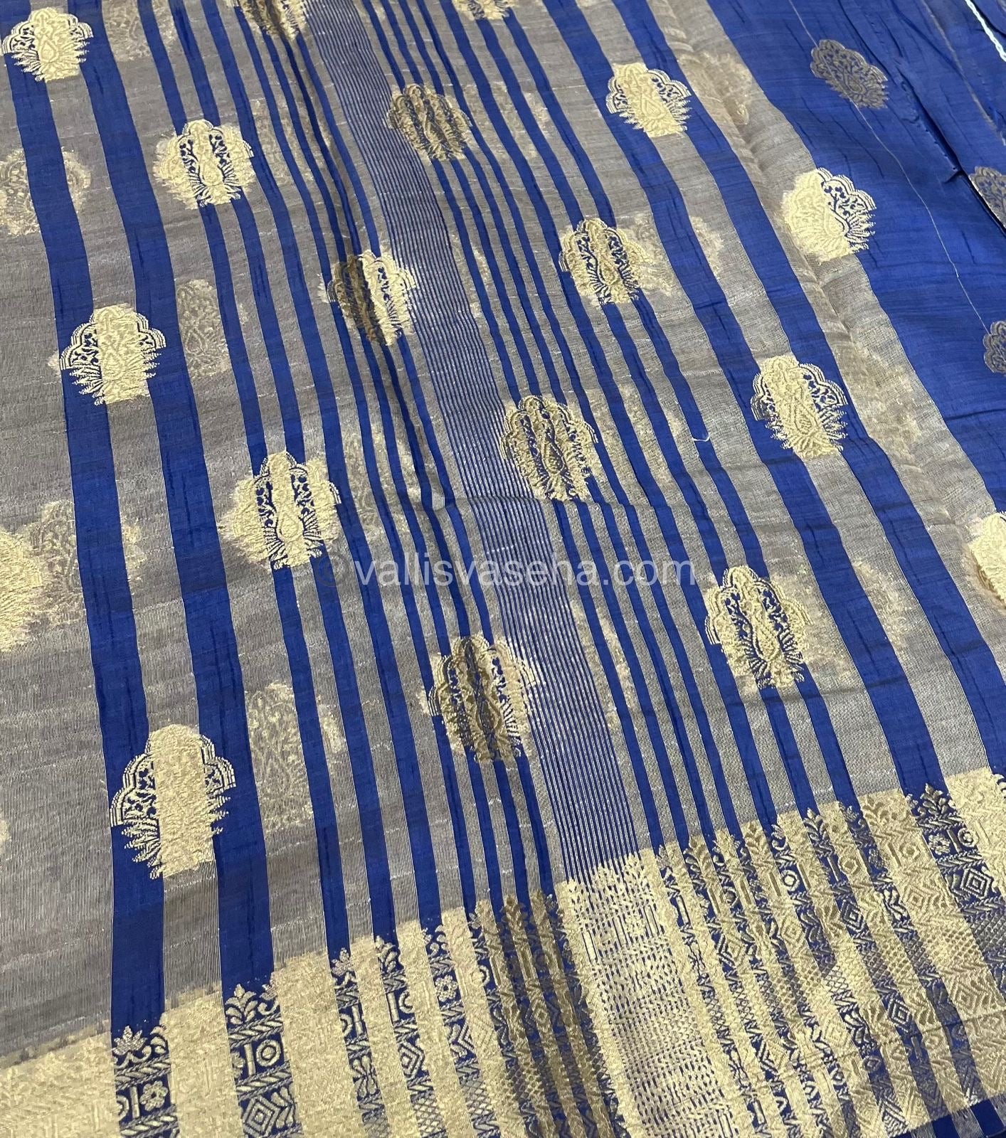Semi Tussar Silk Saree - Navy Blue Shade - VVSTS008