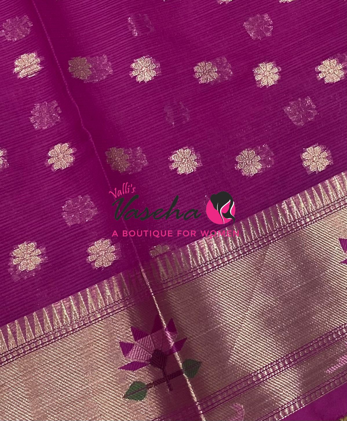 Kota Tissue Saree - Paithani Border - Light Orange with Purplish Pink - VVKPS001