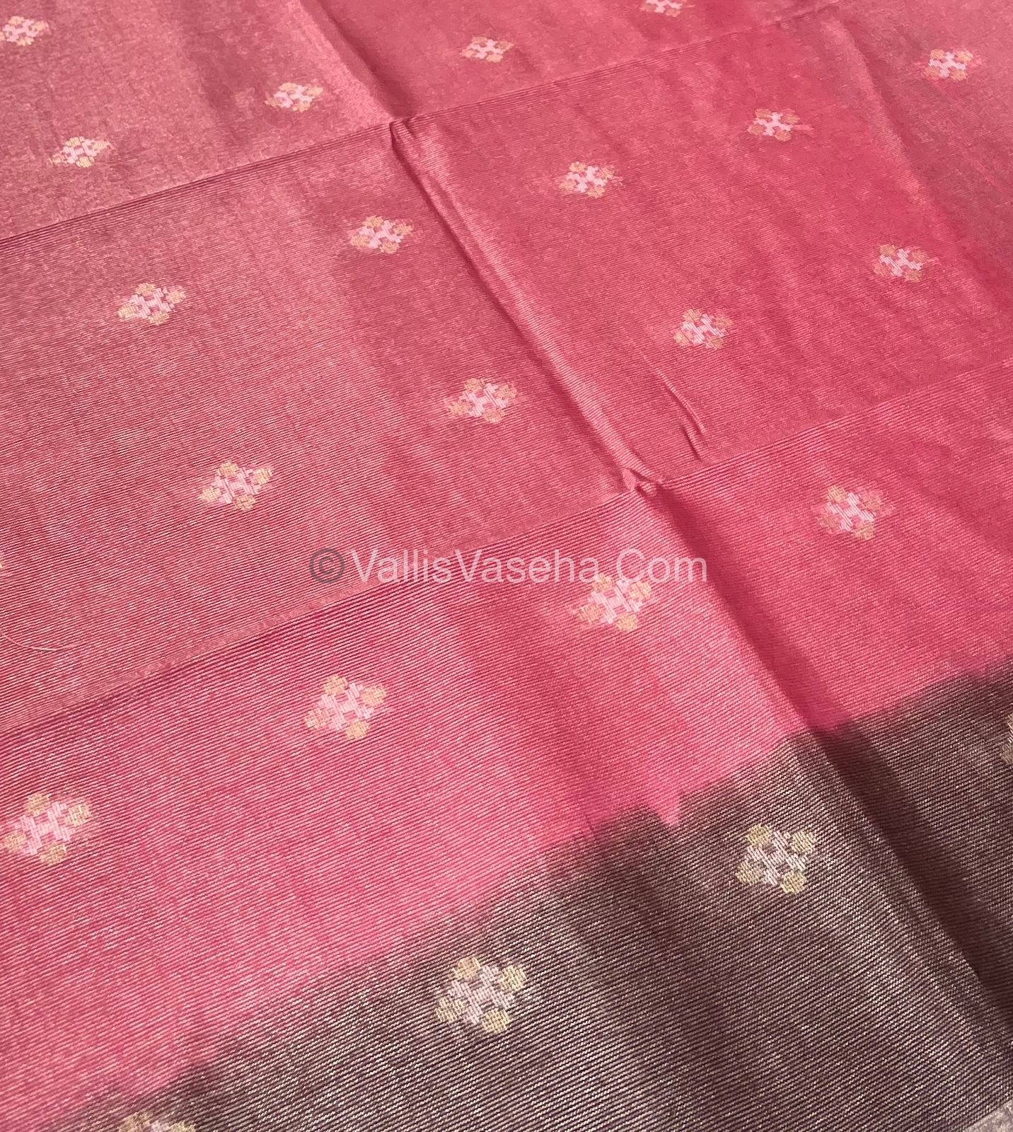 Bhagalpuri Silk - Vaira Voosi Lines - Pink & Chocolate Brown Combo - VVBSV001