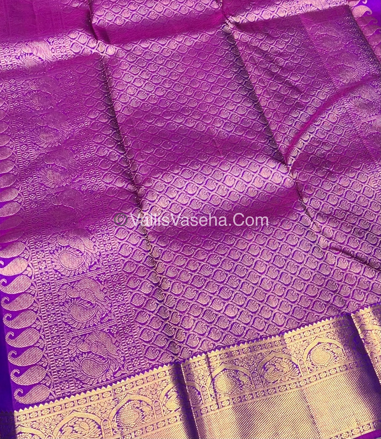 Pure Kanchipuram Silk Saree - Double Tone Bluish Green & Purplish Pink Combo - VVPS014