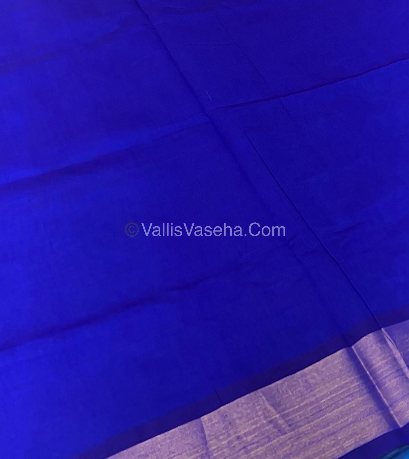 Semi Silk Cotton Saree - Blue & Blue Combo - VVSSC001