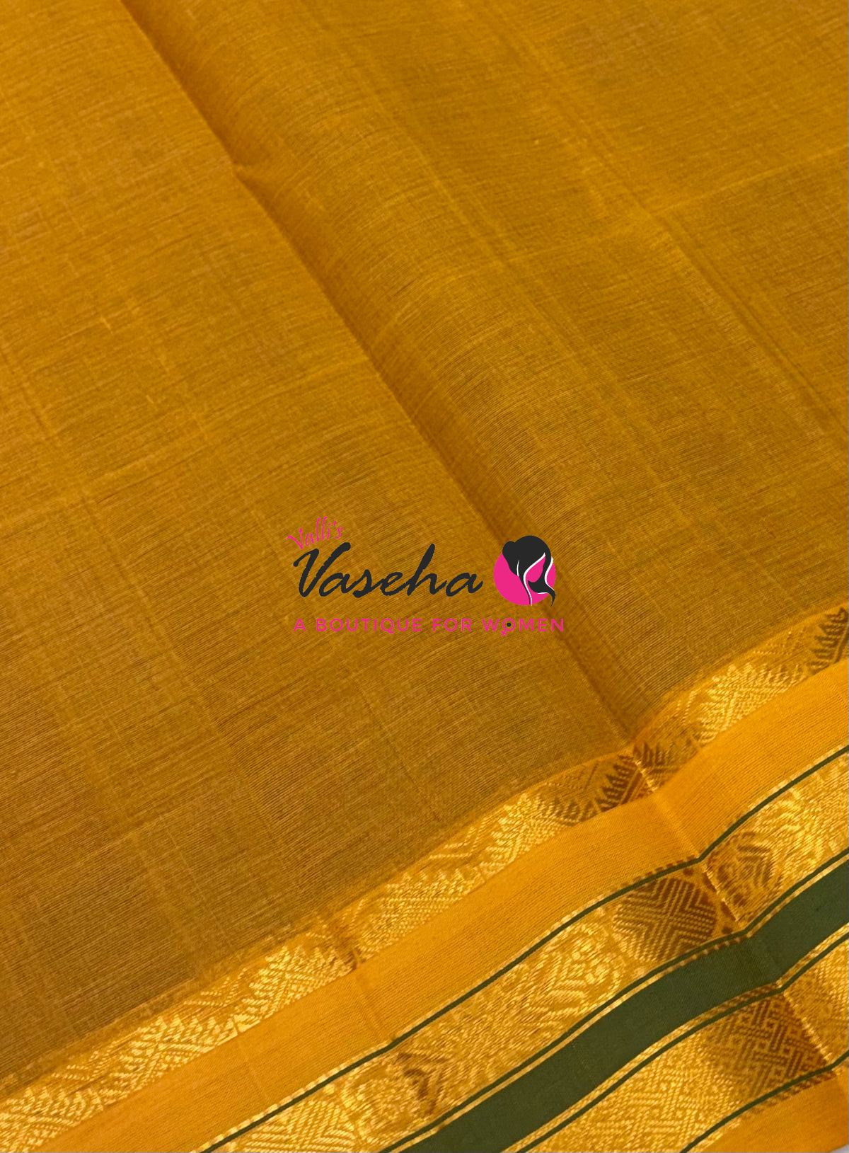 Pure Korvai Silk Cotton - Vairavoosi Lines - Blue With Yellow Shade - VVKSC039