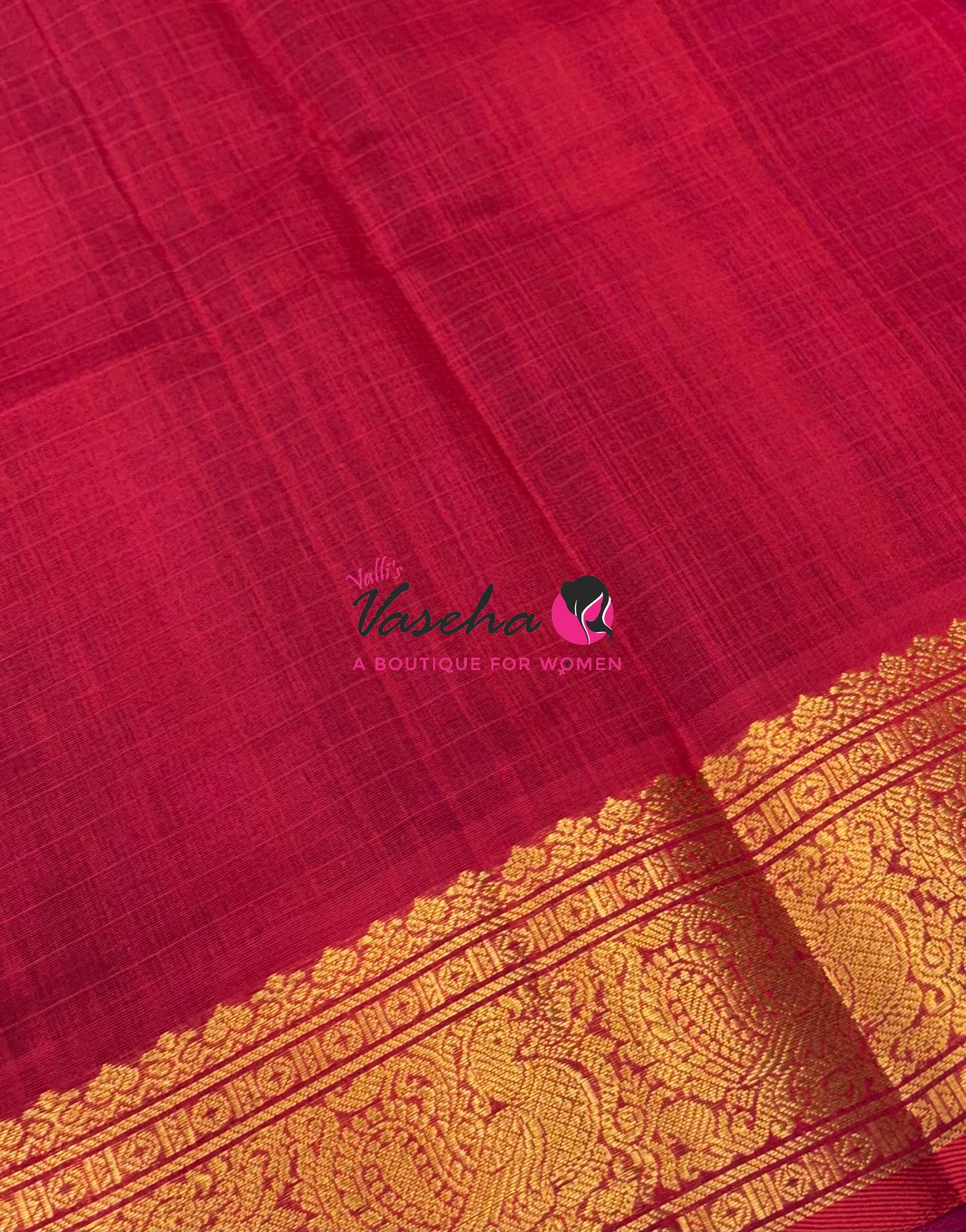 Pure Silk Cotton Saree - Purple With Red - Lakshadeepam Design - VVPLD001
