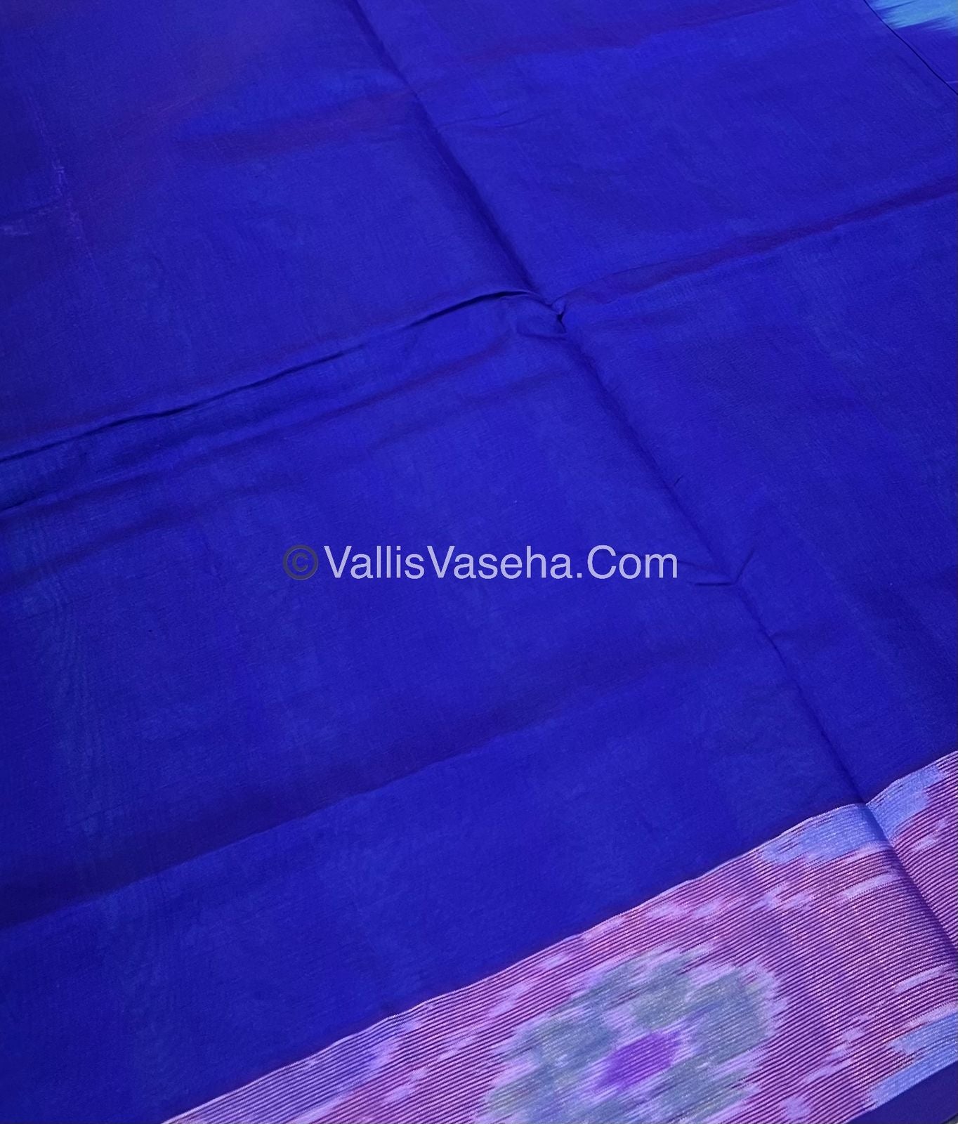 Semi Silk Cotton Saree - Green & Blue- VVSSC001
