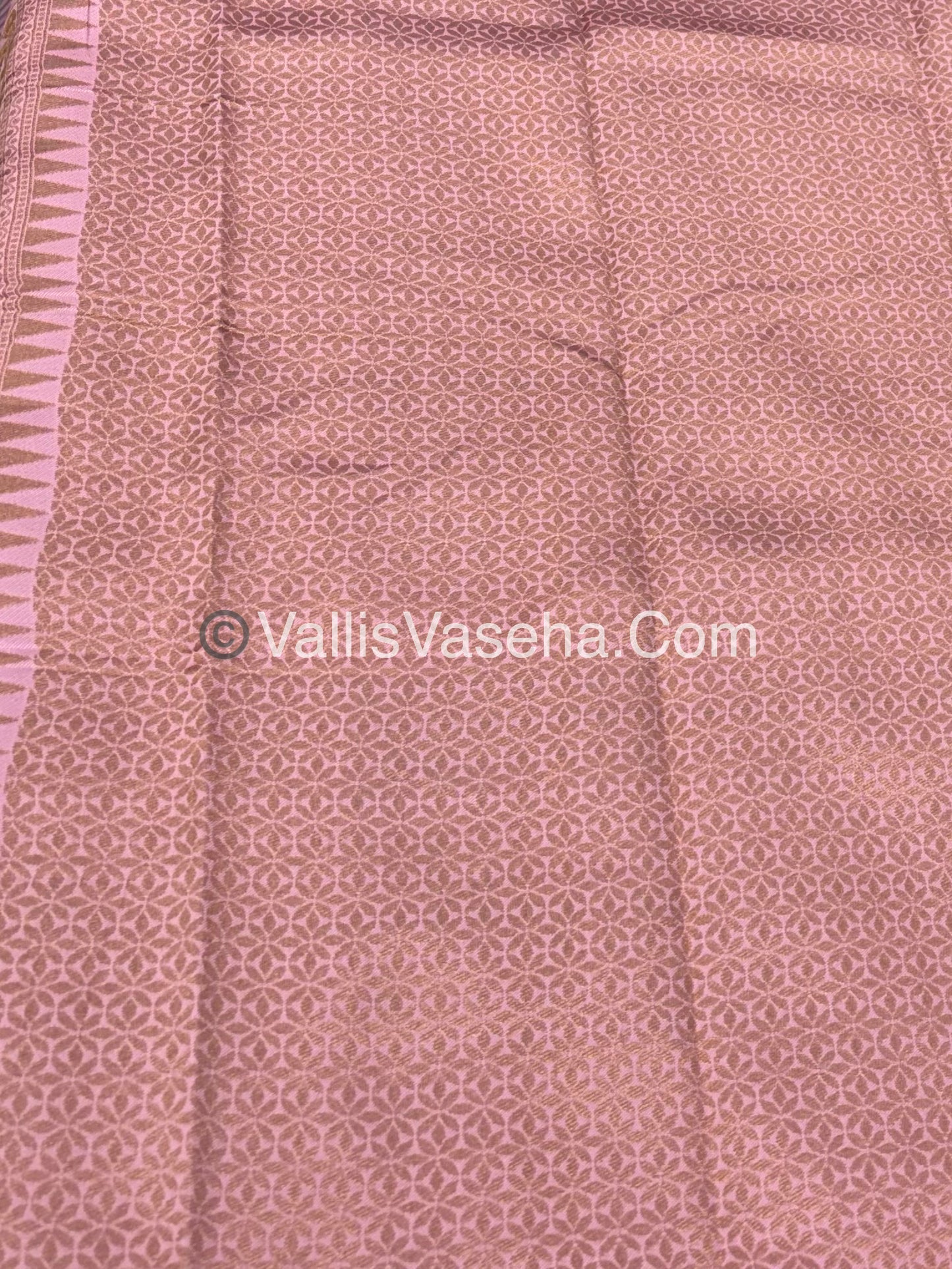 Semi Silk Saree - Kanchi Silk Style - Elephant Border - Pink with Pink - VVSSS005
