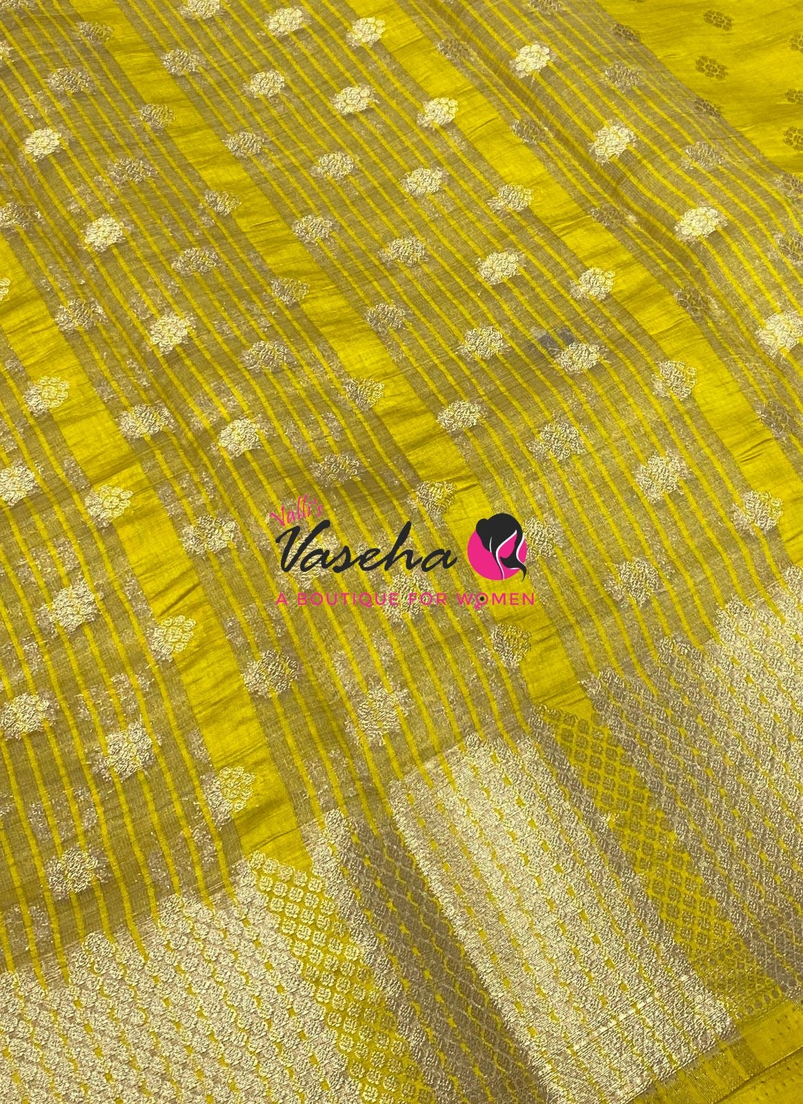 Semi Tussar Silk Saree | Lemon Yellow Shade |VVSTS057