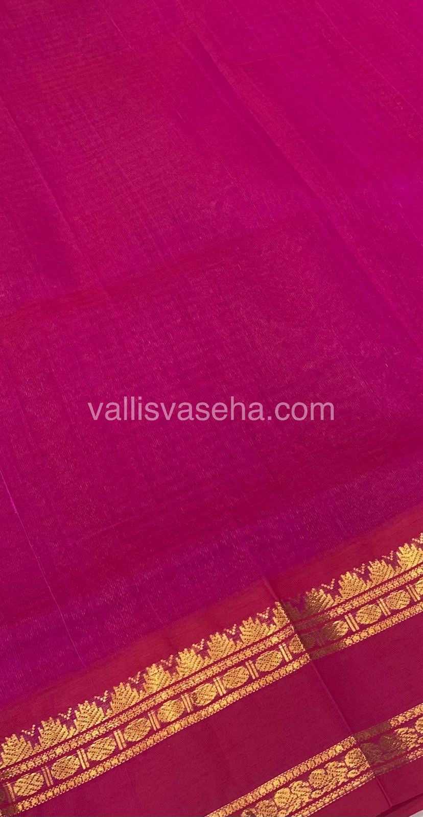Pure Korvai Silk Cotton - Podi Kattam - Black & White with Pink Combo - Retta Petta Border - VVKSC003