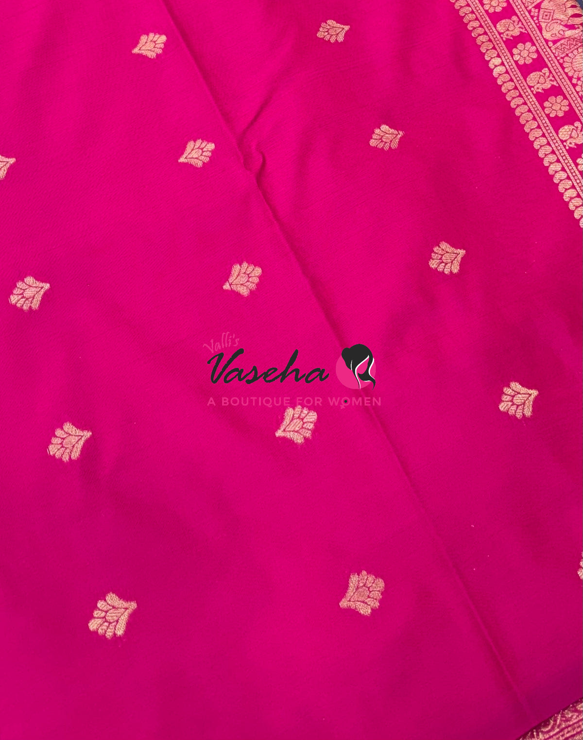 Semi Soft Silk - Greyish Blue With Pink - VVSSS038