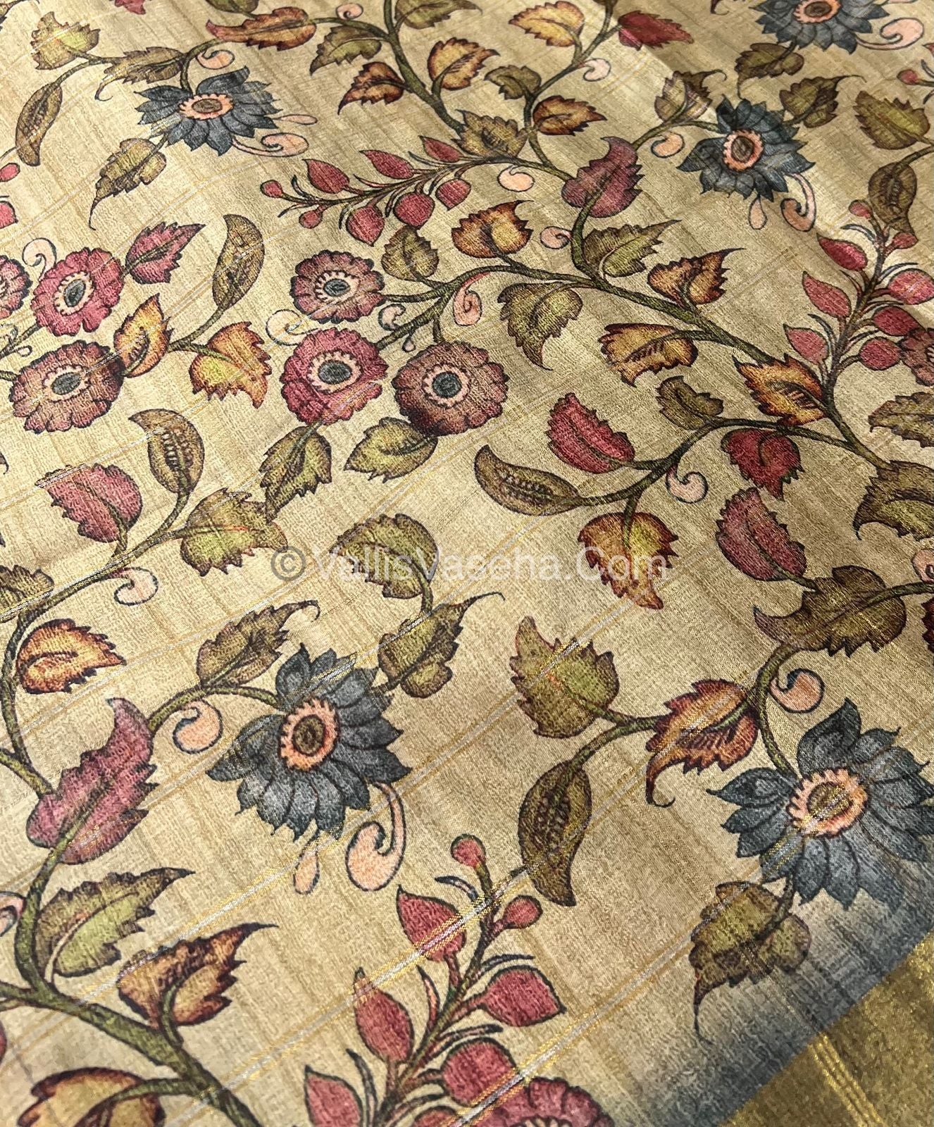 Semi Chanderi Saree - checks pattern - VVSCS004