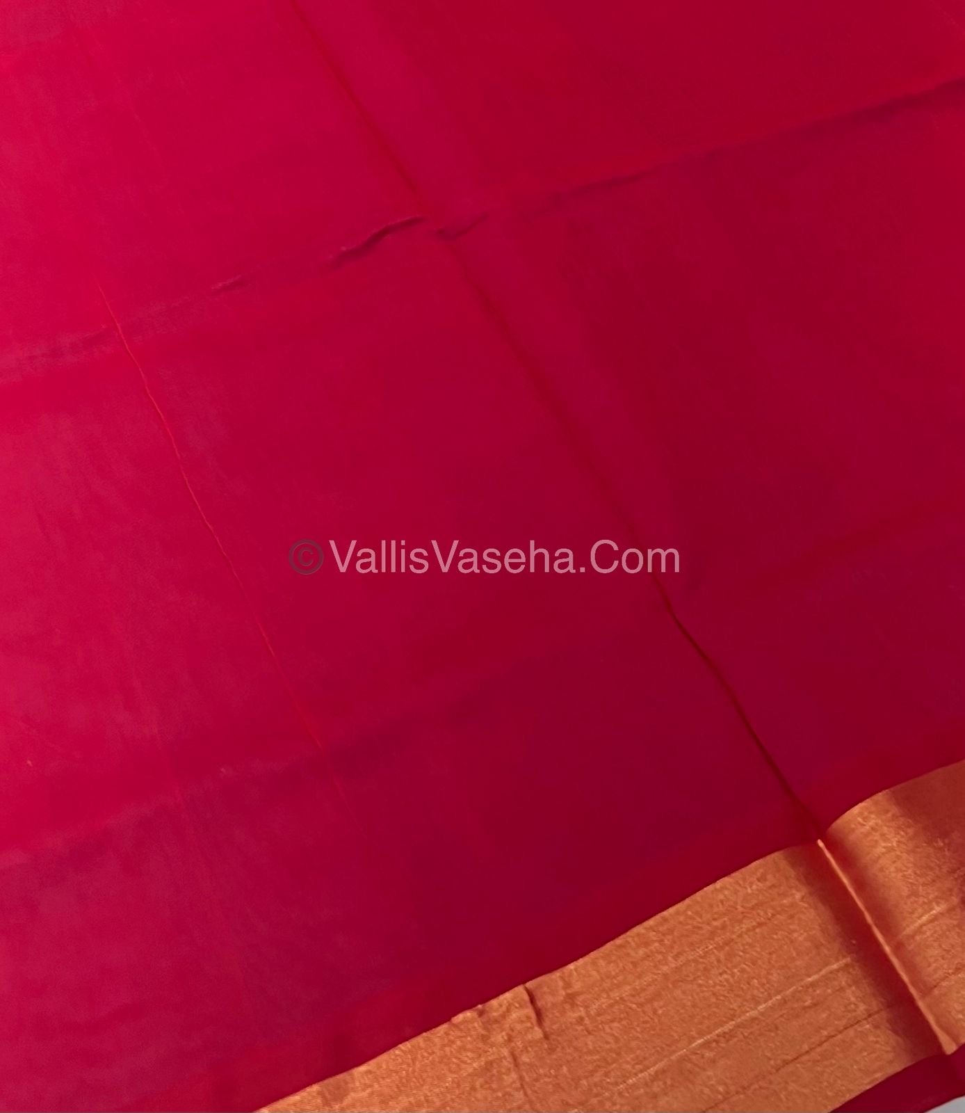 Semi Silk Cotton Saree - Blue & Red Combo - VVSSC001