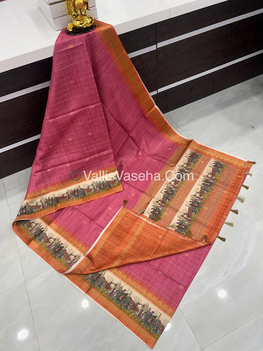 Semi Chanderi Saree - checks pattern - VVSCS004