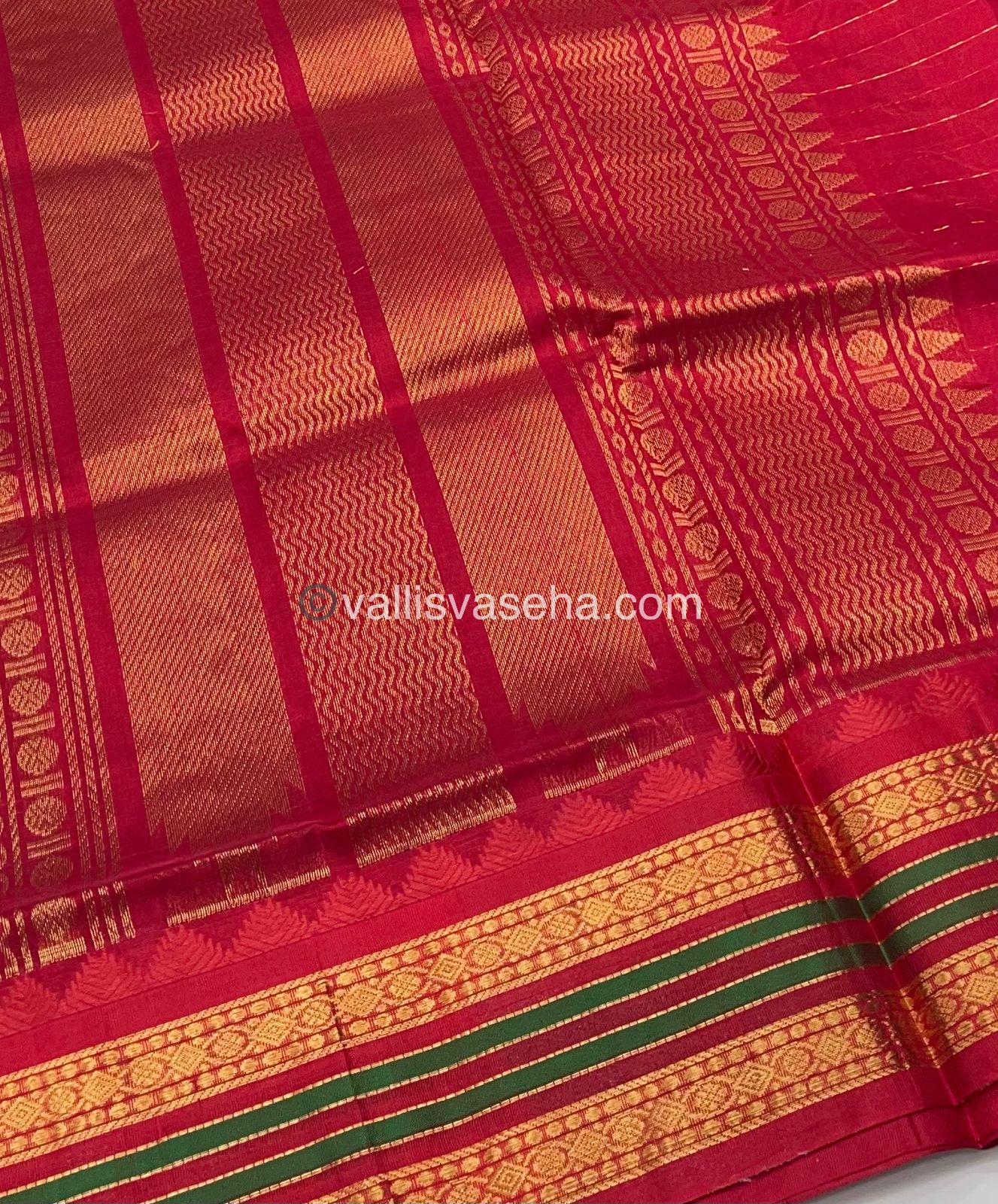 Korvai Silk Cotton - Purple Shade with Red - VVKSC012