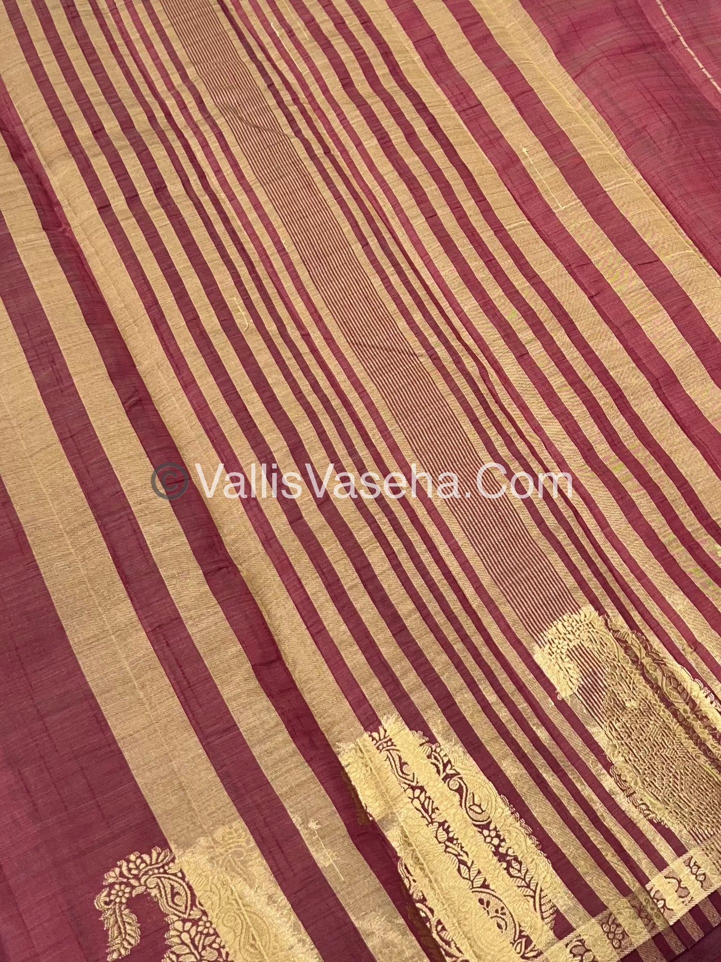 Semi Tussar Silk - Small Mango - Maroon Shade - VVSTS002