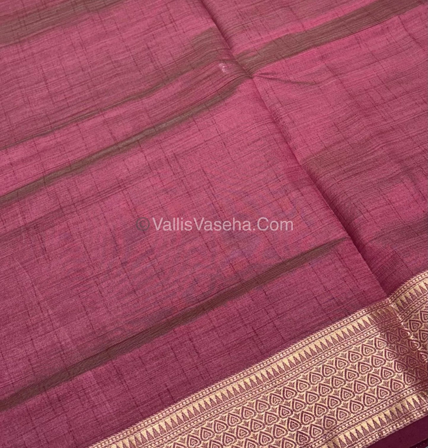 Semi Tussar Silk - Grand Pallu - Wine Shade - VVSTS020