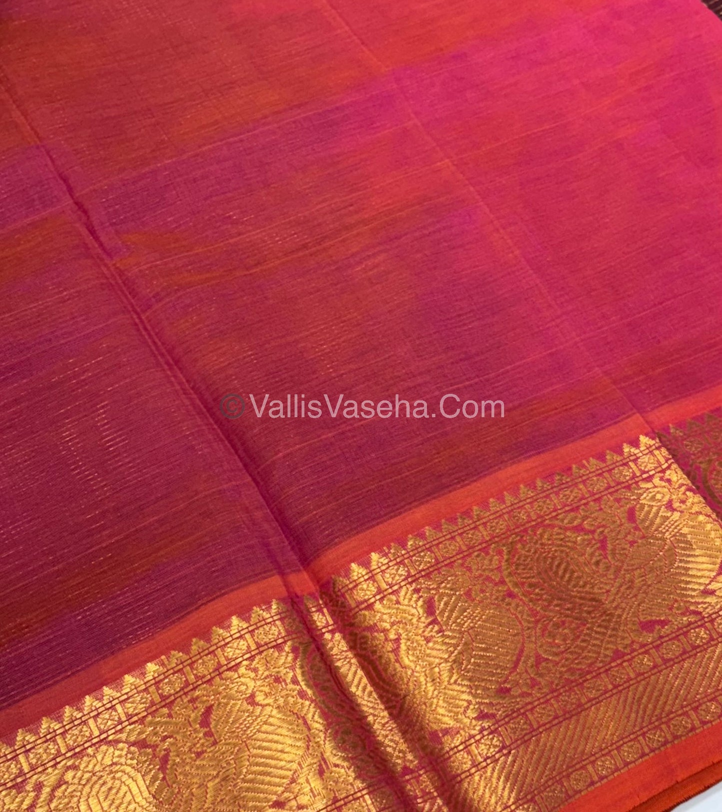 Pure Silk Cotton Saree - Vairavoosi checks - Mayil & Chakkaram - Maroon With Peach - VVMCV001