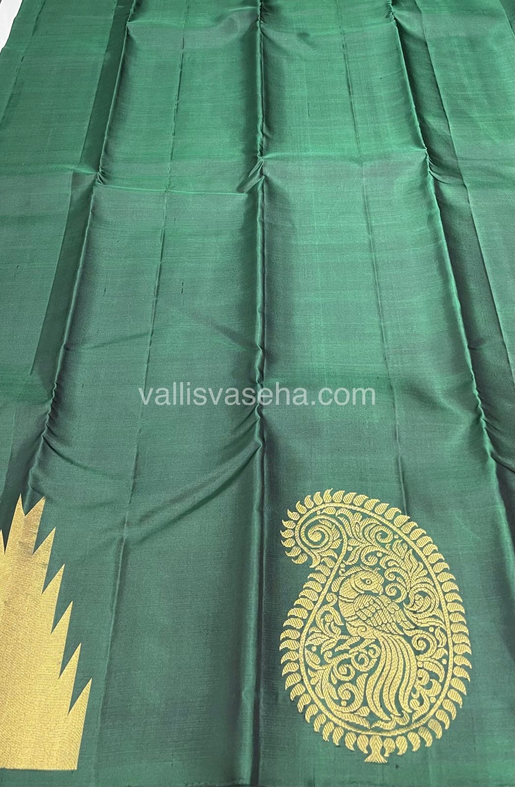 Pure Soft Silk Saree - Jothika Hit design - Dark Green - VVPSS005