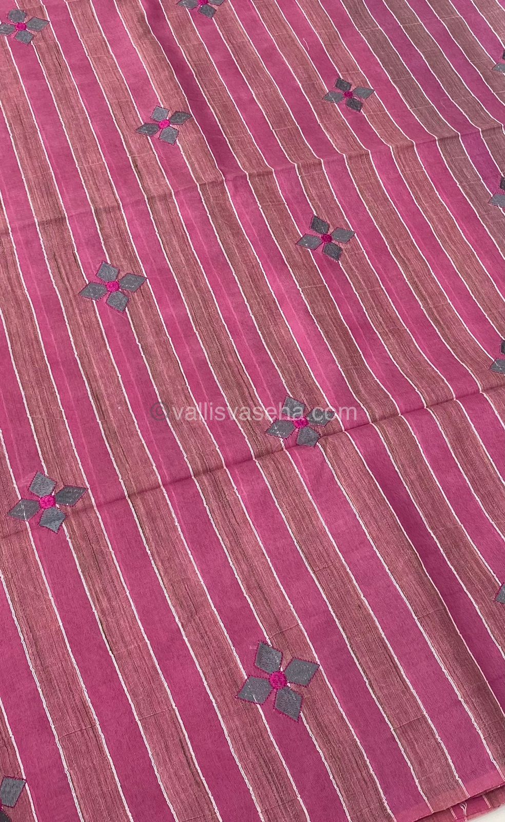 Bhagalpuri Silk - Embroidered - Pink & Grey - VVBS001