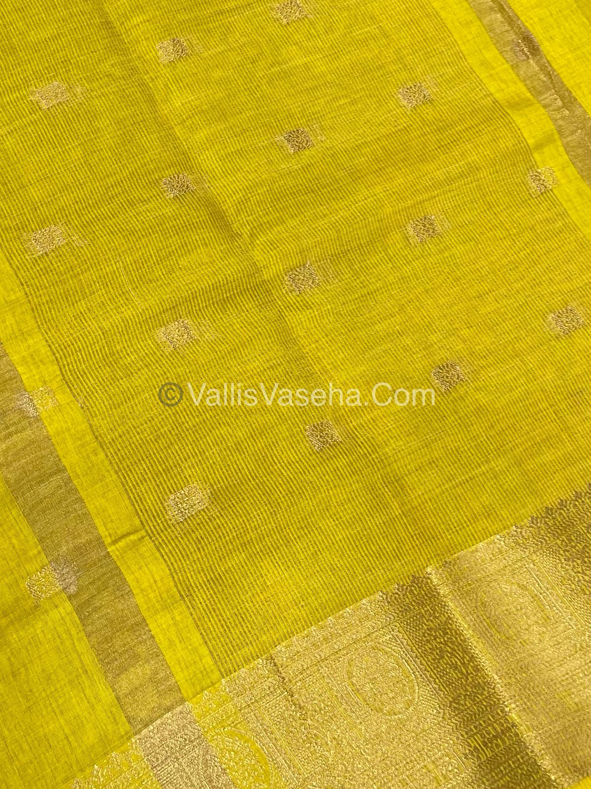 Semi Tussar Silk Saree |Yellow shade |VVSTS045