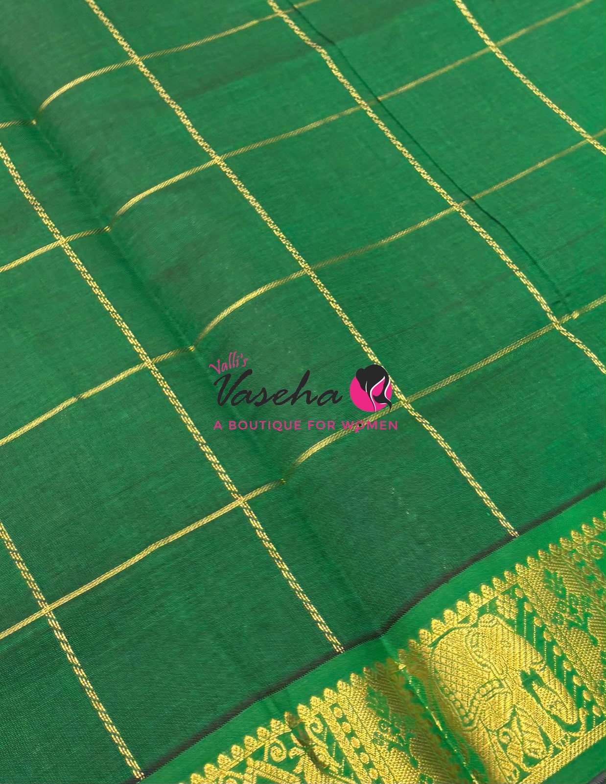 Semi Silk Cotton Saree - Checked Pattern with Butta - VVSSC013