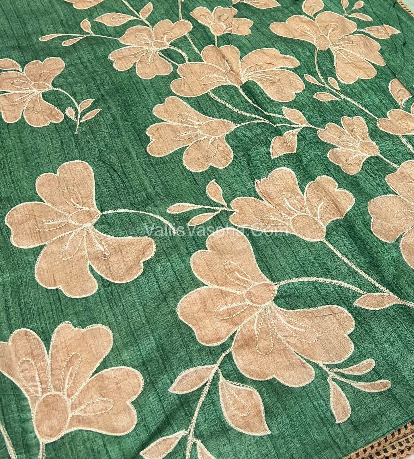 Semi Raw Silk with embroidery work - VVSRS001