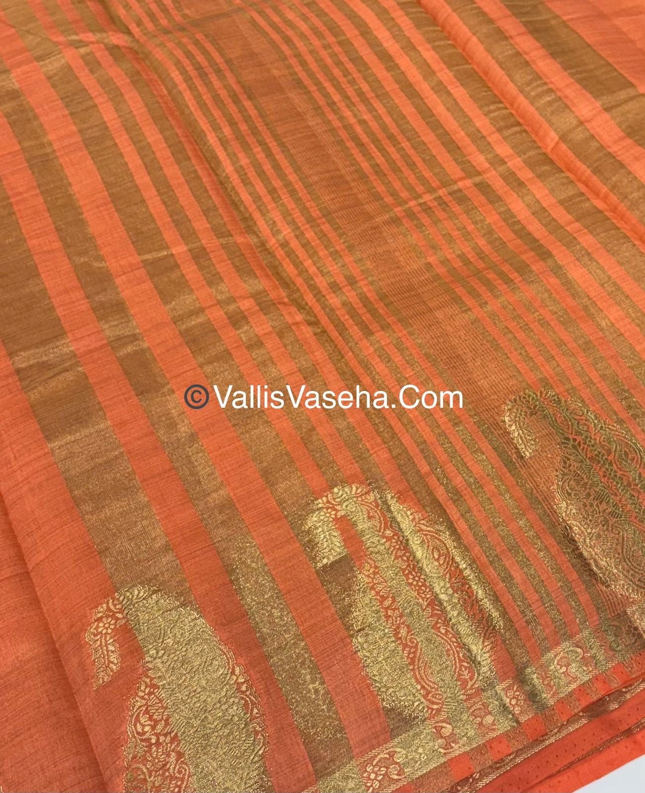 Semi Tussar Silk - Small Mango - Peach Shade - VVSTS002