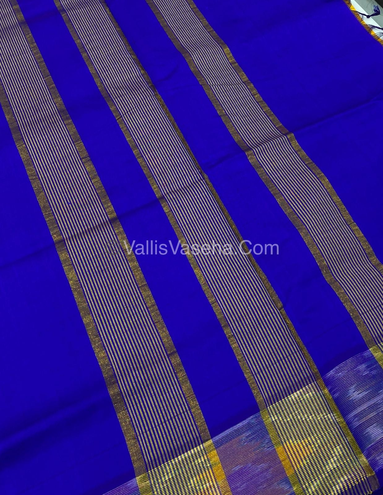 Semi Silk Cotton Saree - Yellow & Blue - VVSSC001