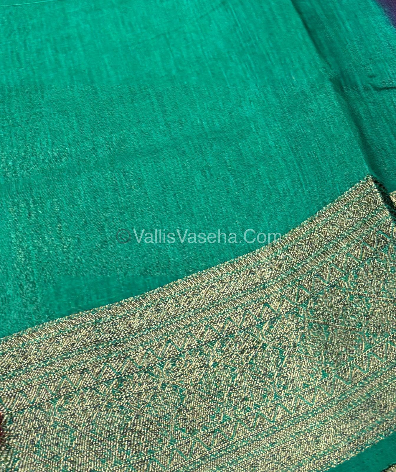 Bamboo Silk Saree - Wine With Blue Shade - VVBSS006