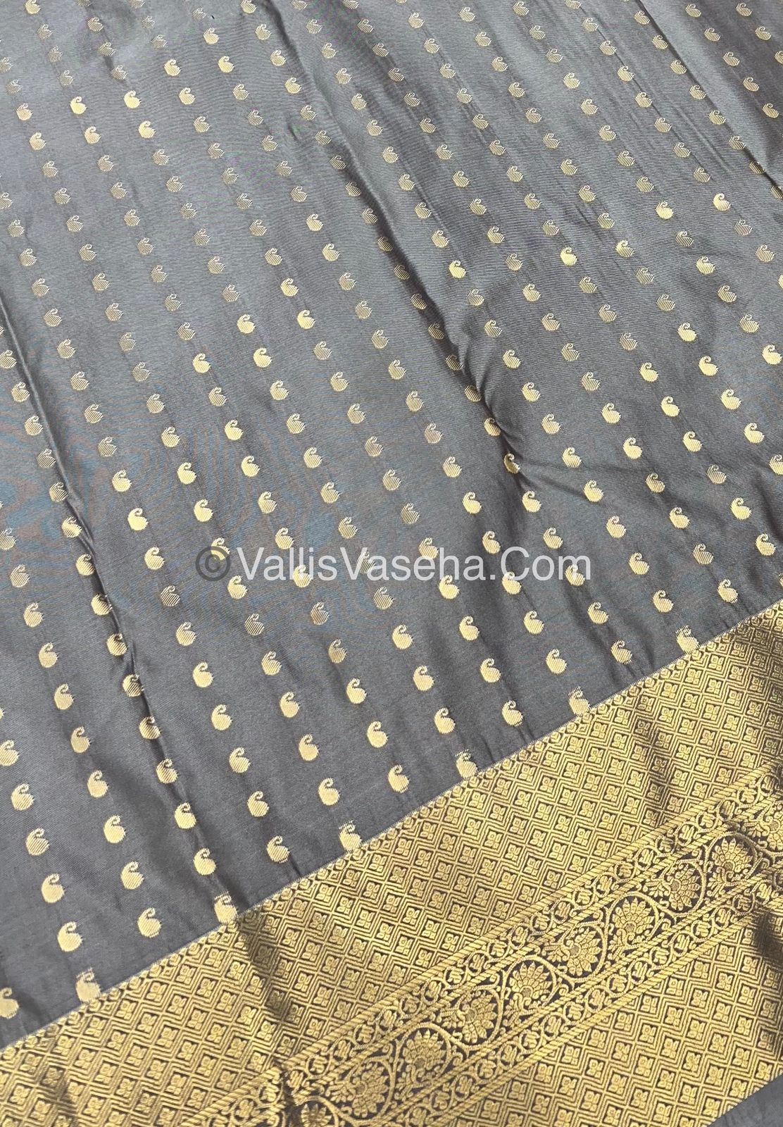 Semi Kanchipuram Silk - Grey Shade - VVSKS002