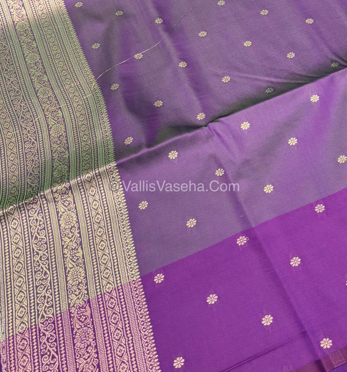 Semi Soft Silk - Sea Green With Purple Shade -VVSSS032 - 6
