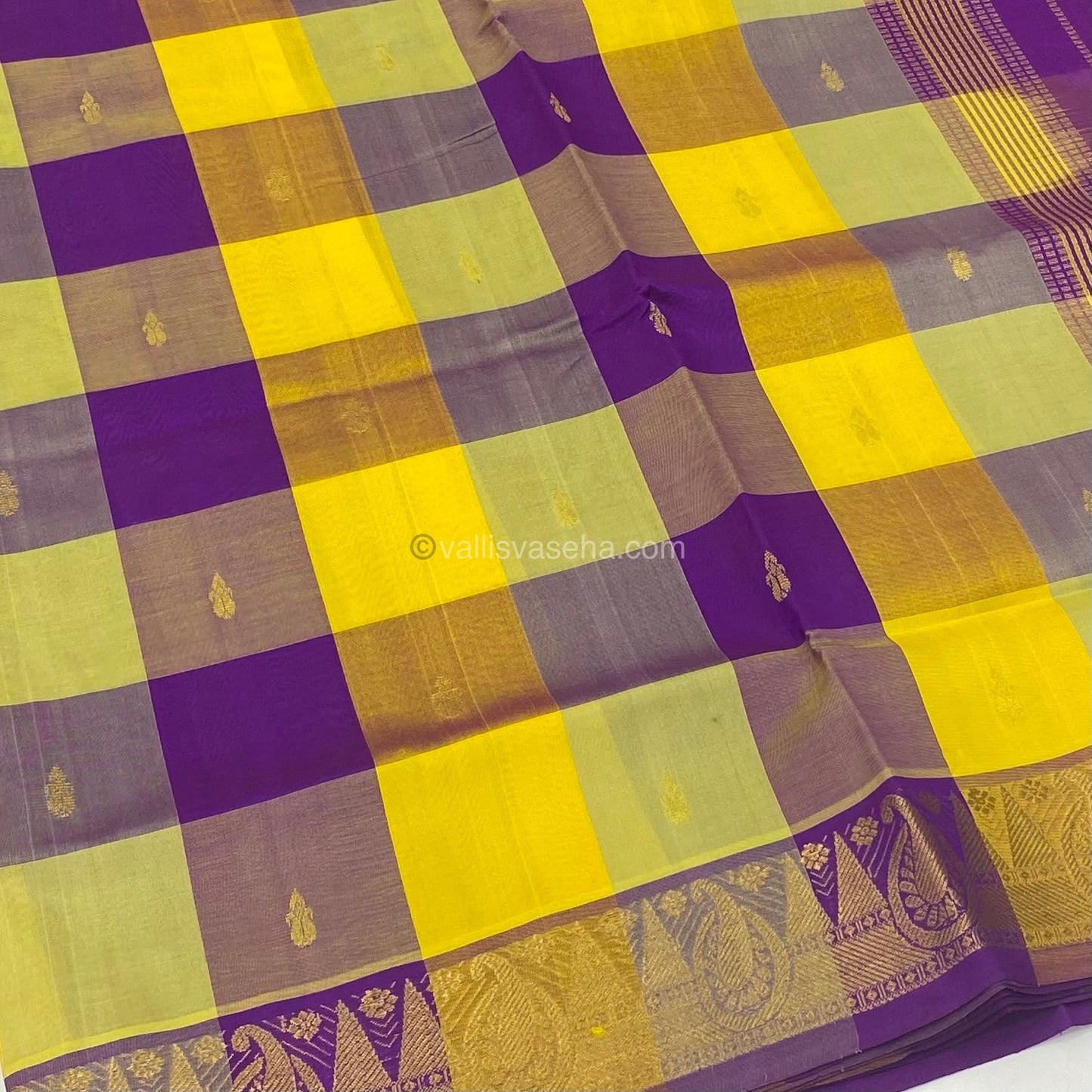 Pure Silk Cotton Saree - Pazhum Pazhamum Checks Design - VVPPSC01