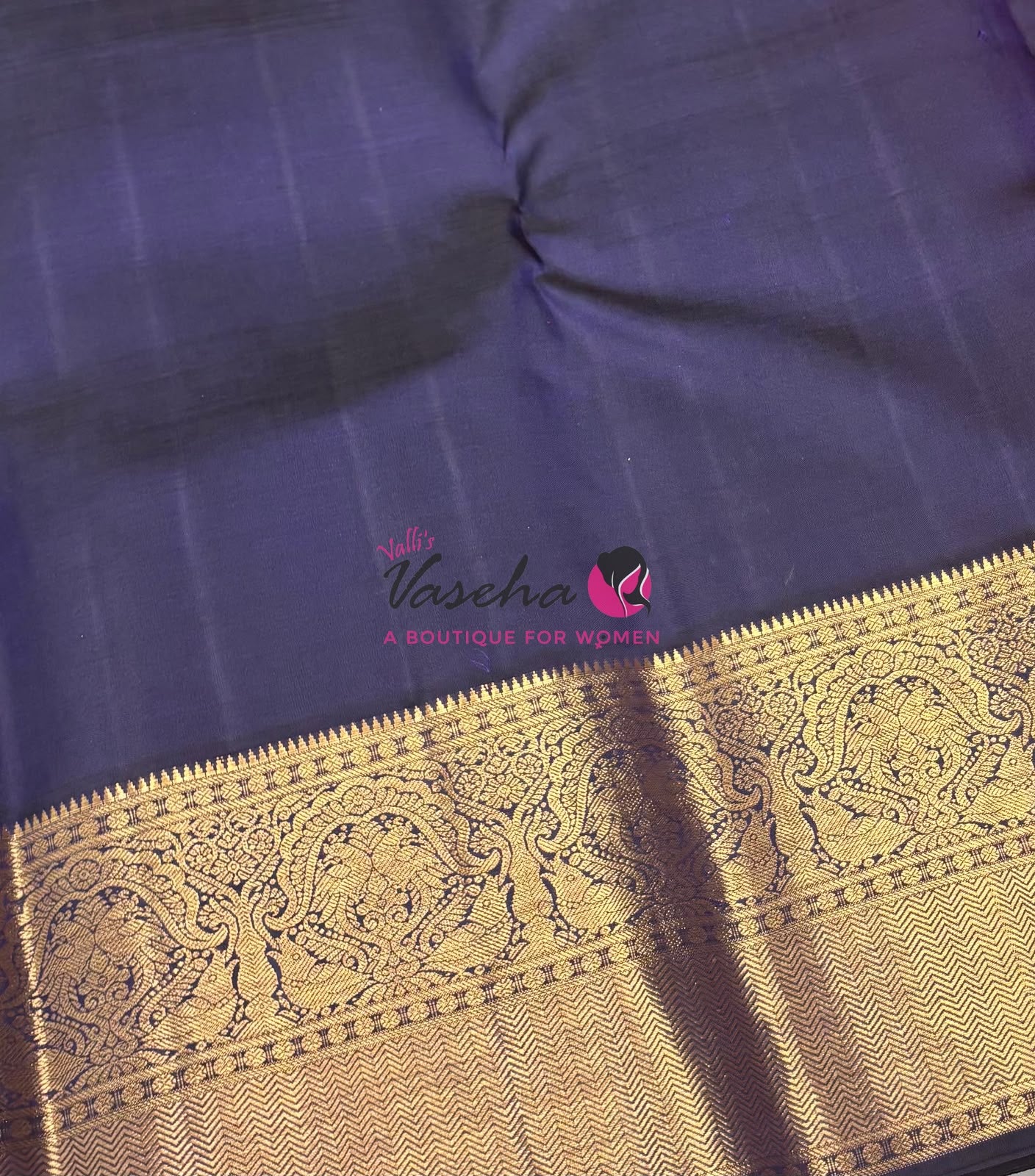 Pure Vintage Korvai Kanchipuram Silk Saree - Rust Pink & Navy Blue Combo - VVPS044
