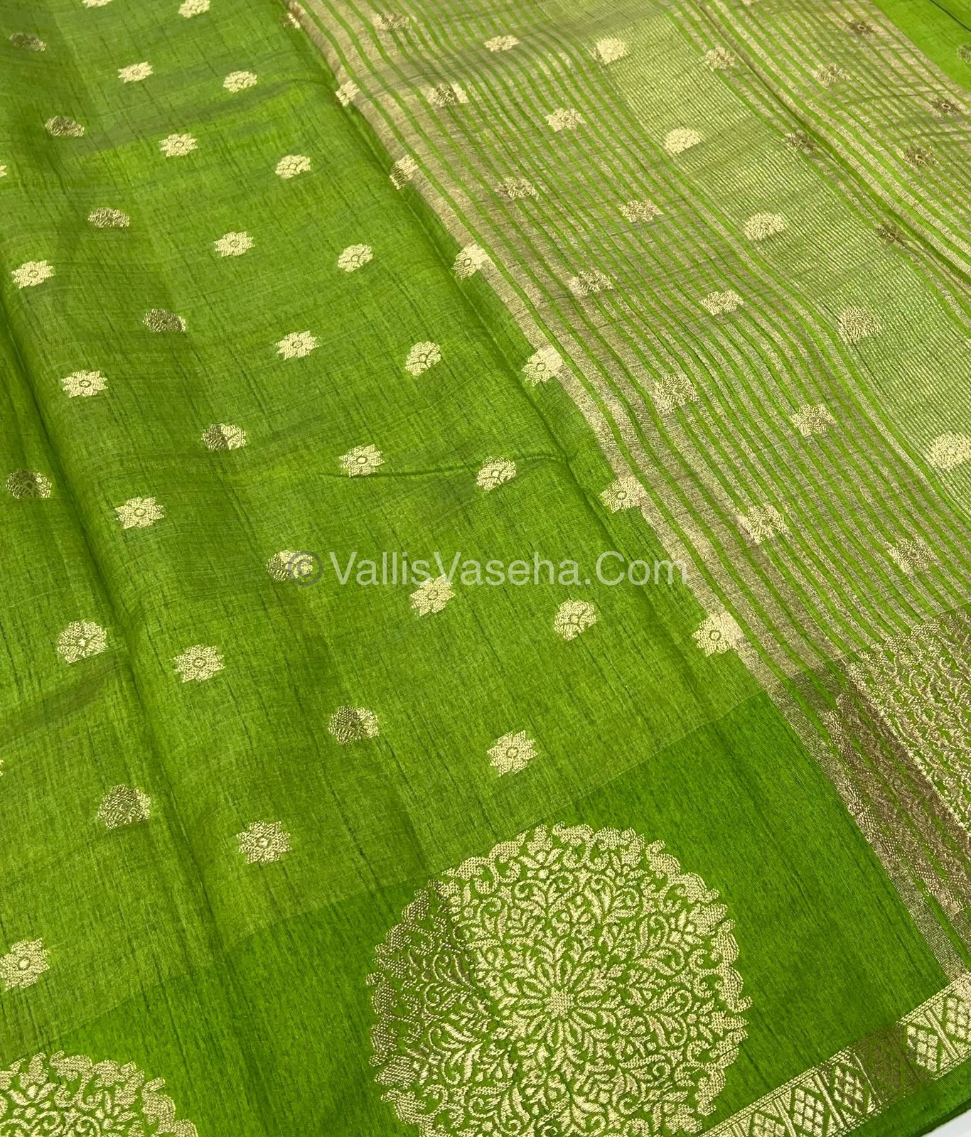 Semi Tussar Silk Saree - Green shade - VVSTS035