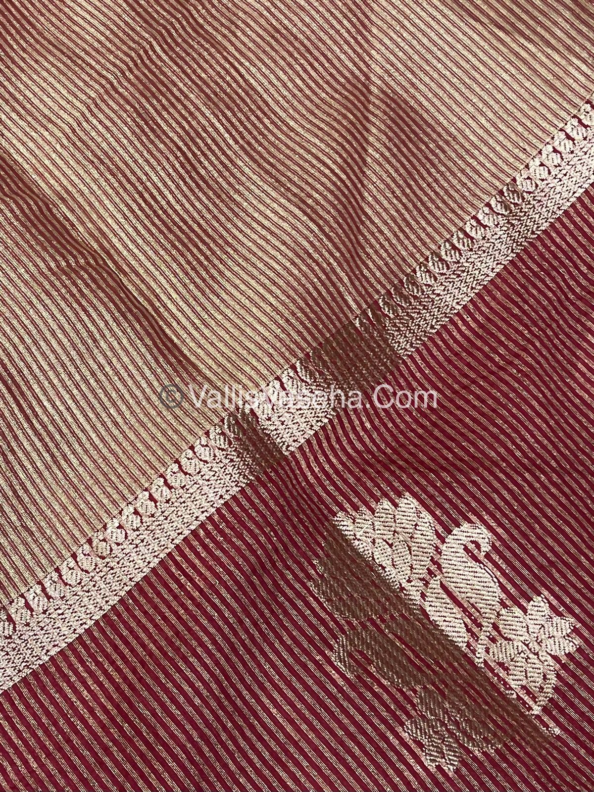 Semi Tissue Tussar Silk - Maroon Shade - VVSTS043